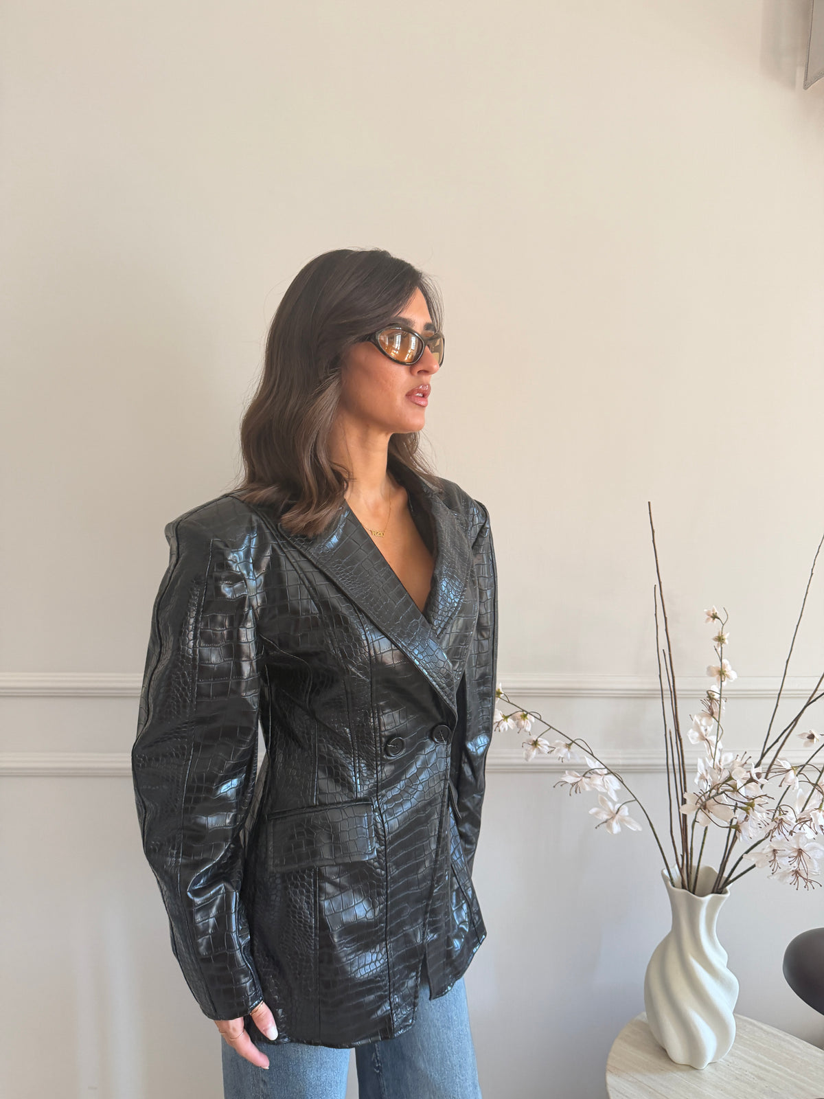 Blazer Crocodile Effetto Pelle
