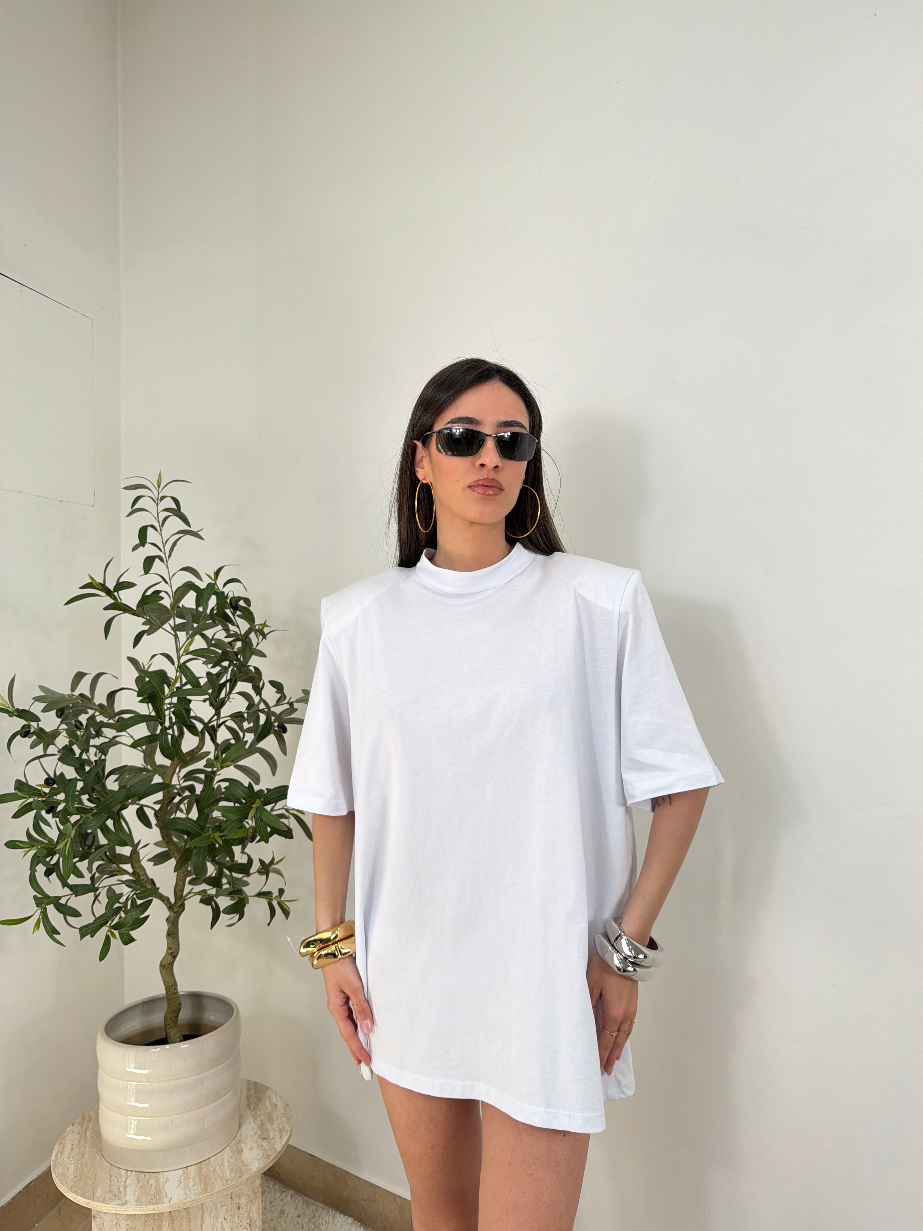 T-shirt  Oversize con spalline mezzo collo