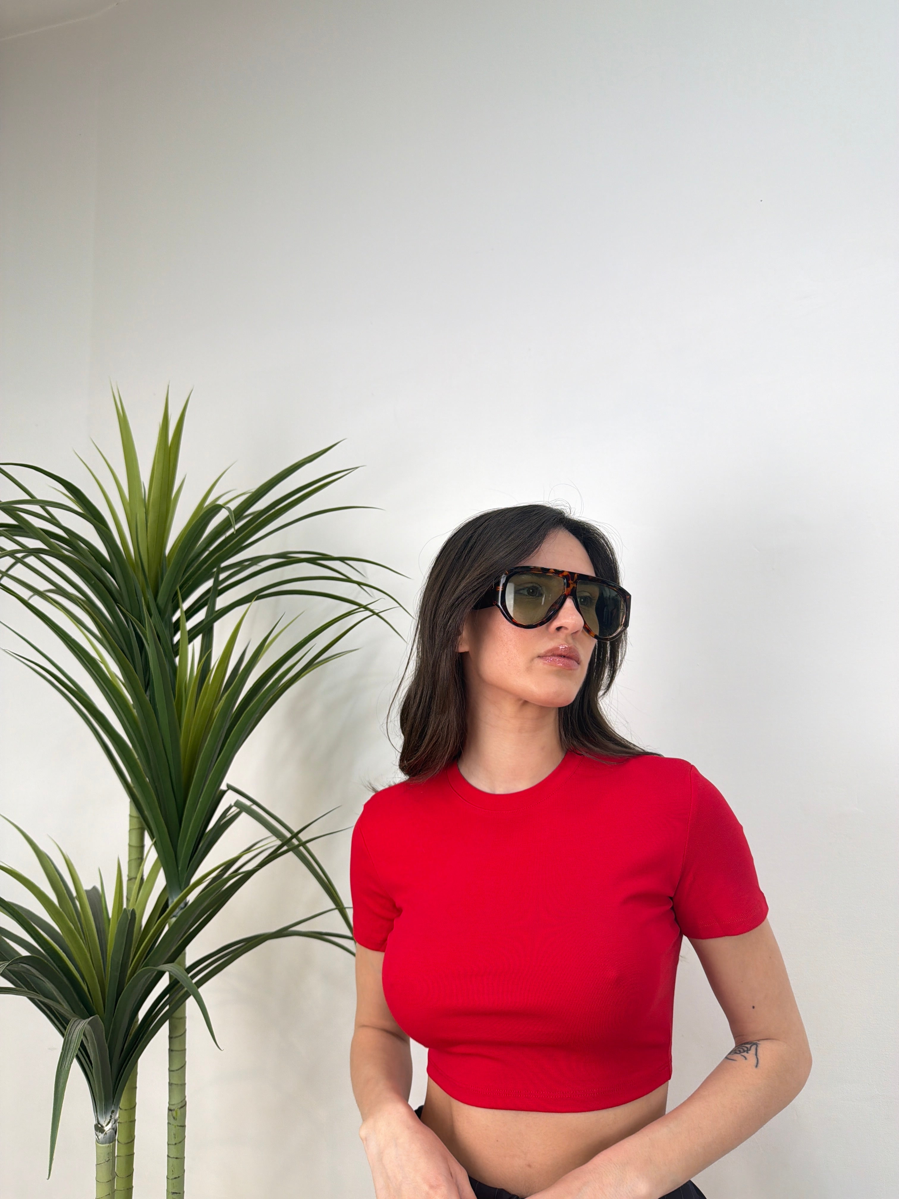 T-shirt crop mezze maniche slim fit (Lumina)
