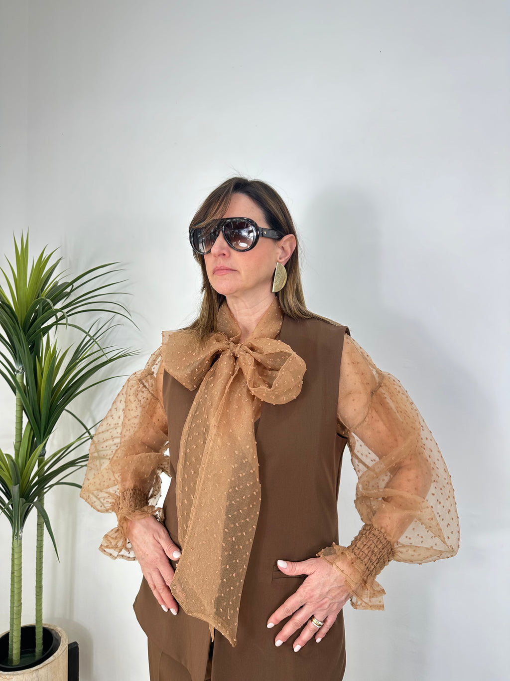 Completo con gilet e pantalone palazzo(made Italy )