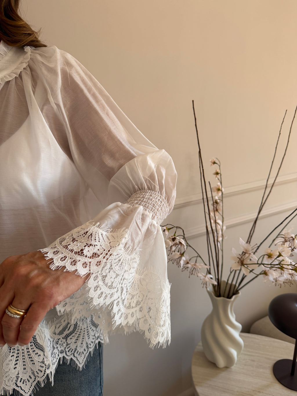 Camicia in Voile con Pizzo