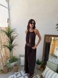 Abito Maxi con Schiena Scoperta e Fascia Paillettes