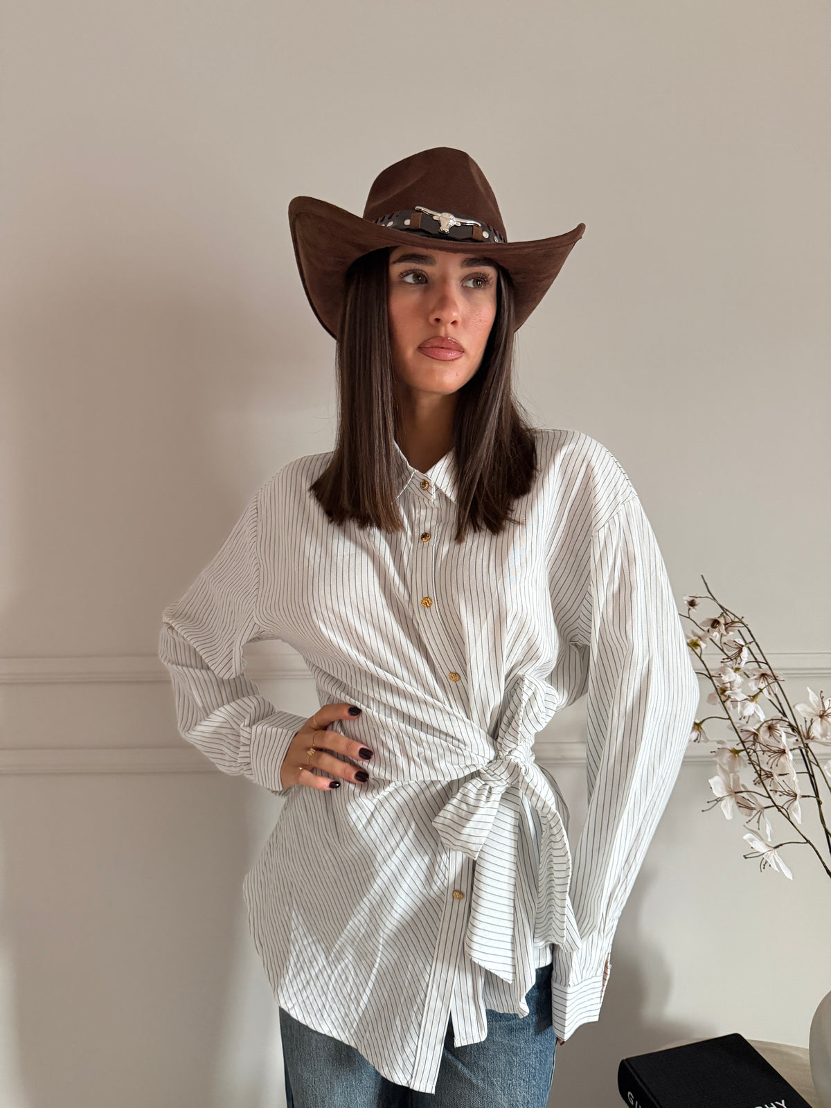 Camicia a Righe con Cintura da Annodare