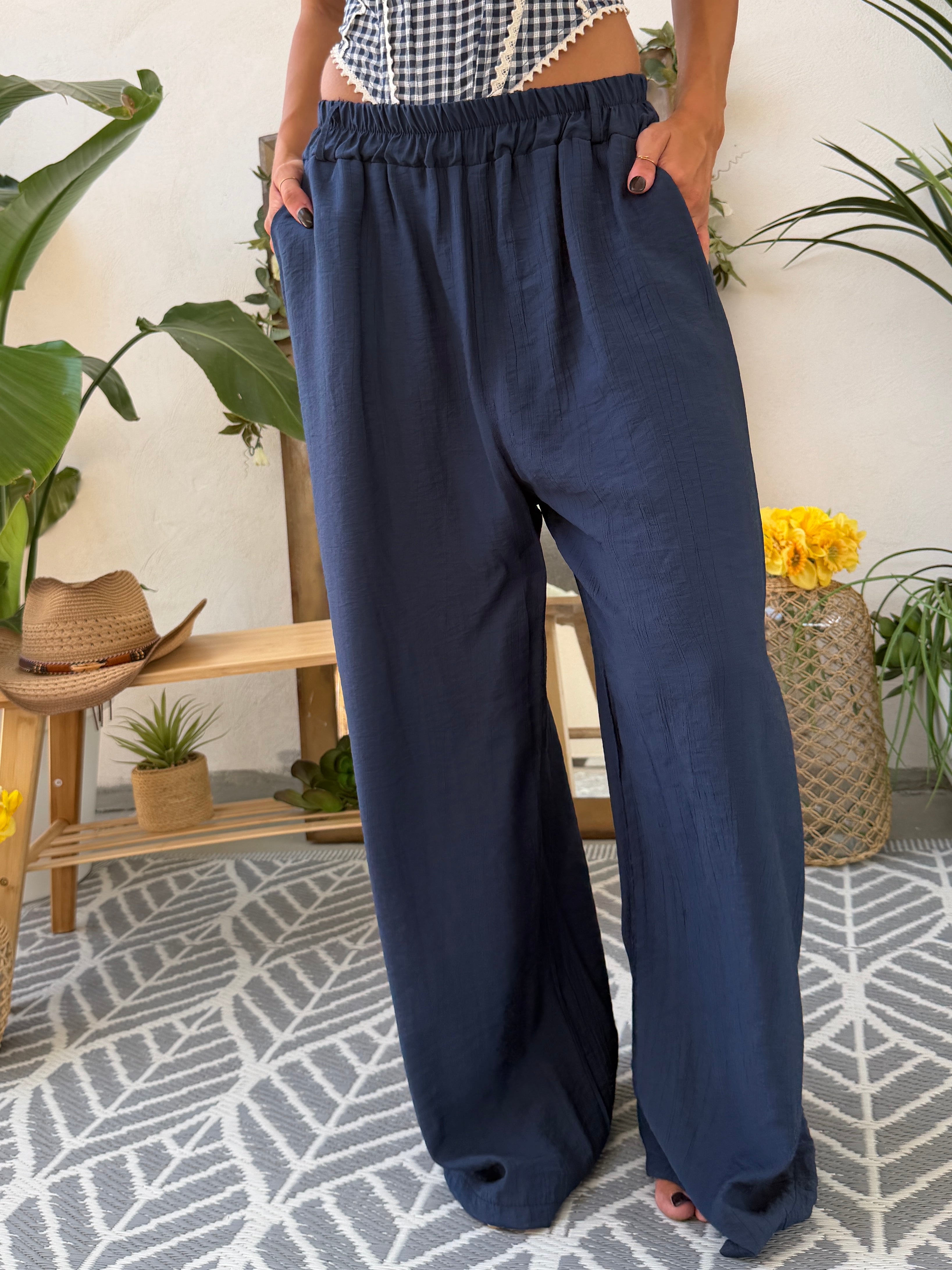 Pantalone palazzo con vita elasticizzata