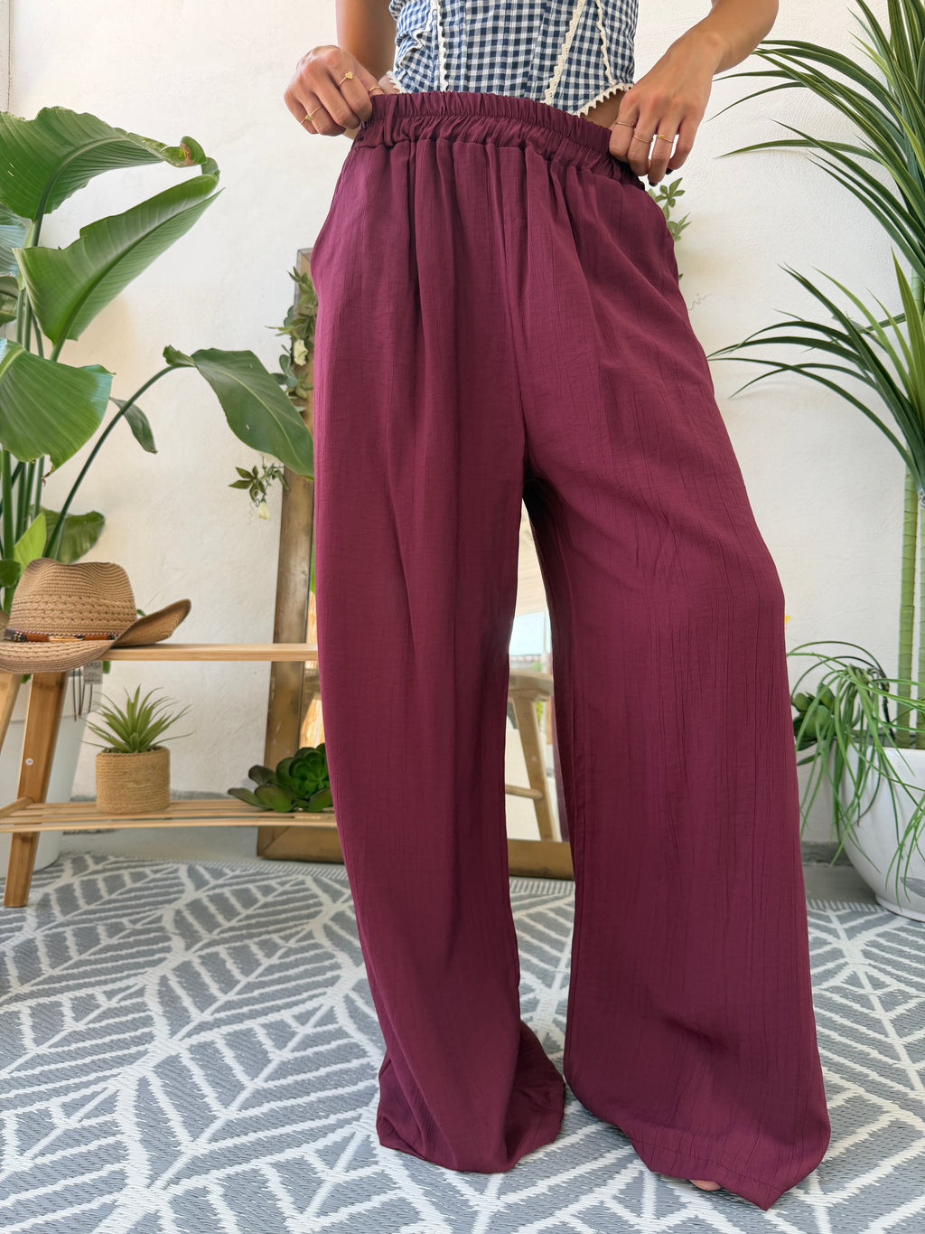 Pantalone palazzo con vita elasticizzata