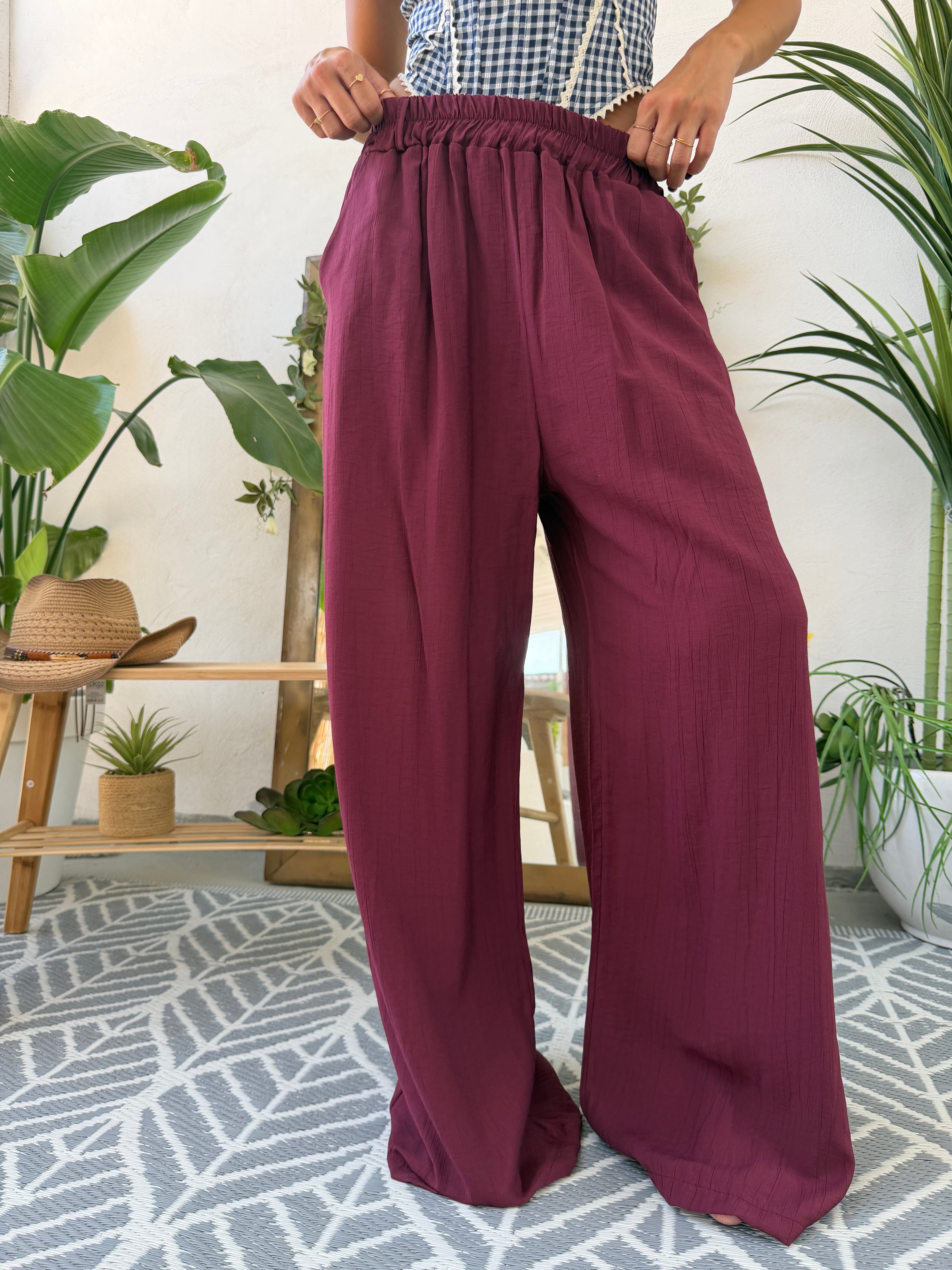 Pantalone palazzo con vita elasticizzata