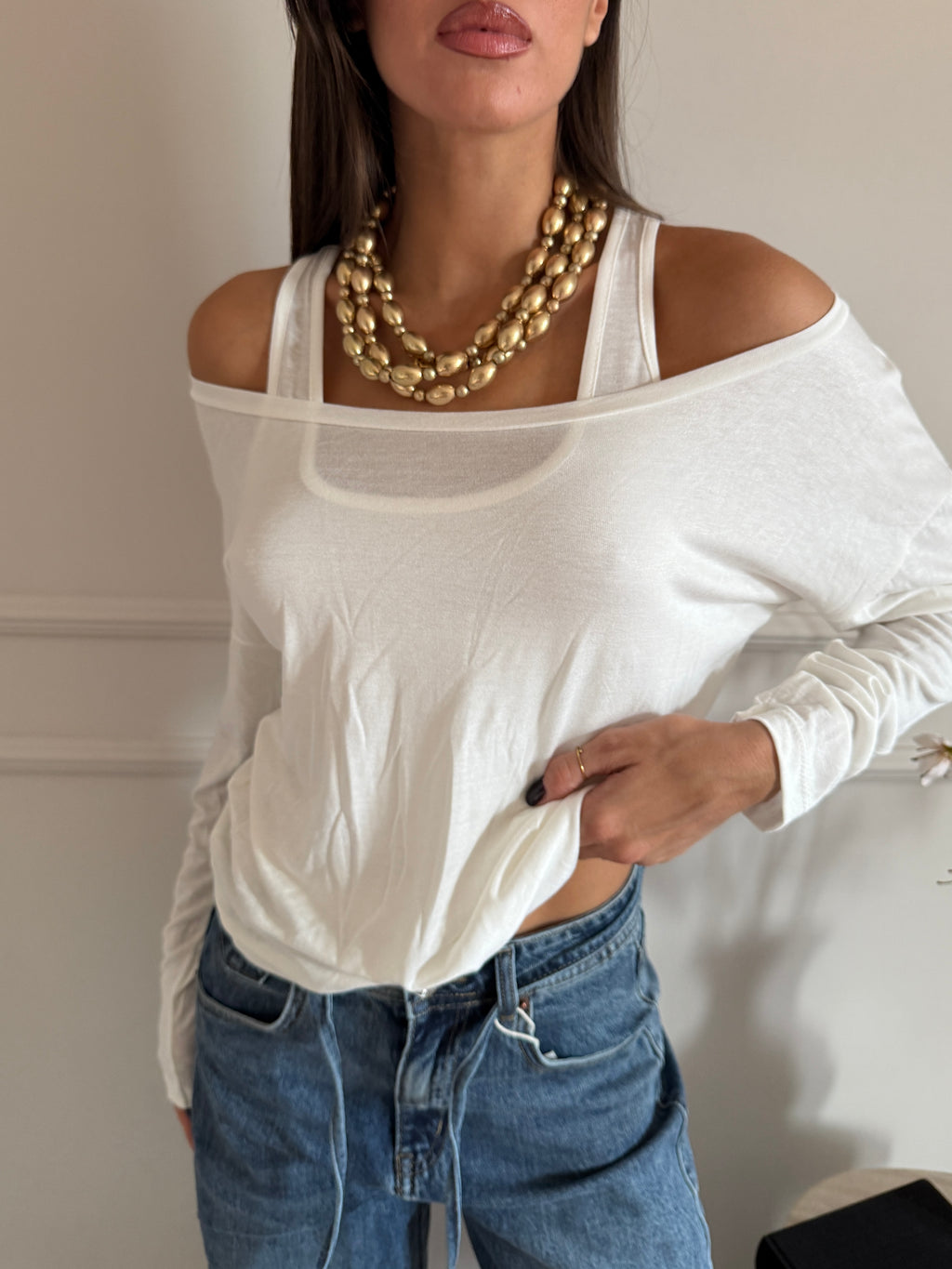 Maglia con Scollo Ampio con canotta