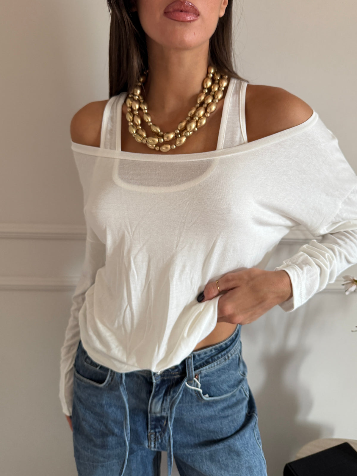 Maglia con Scollo Ampio con canotta