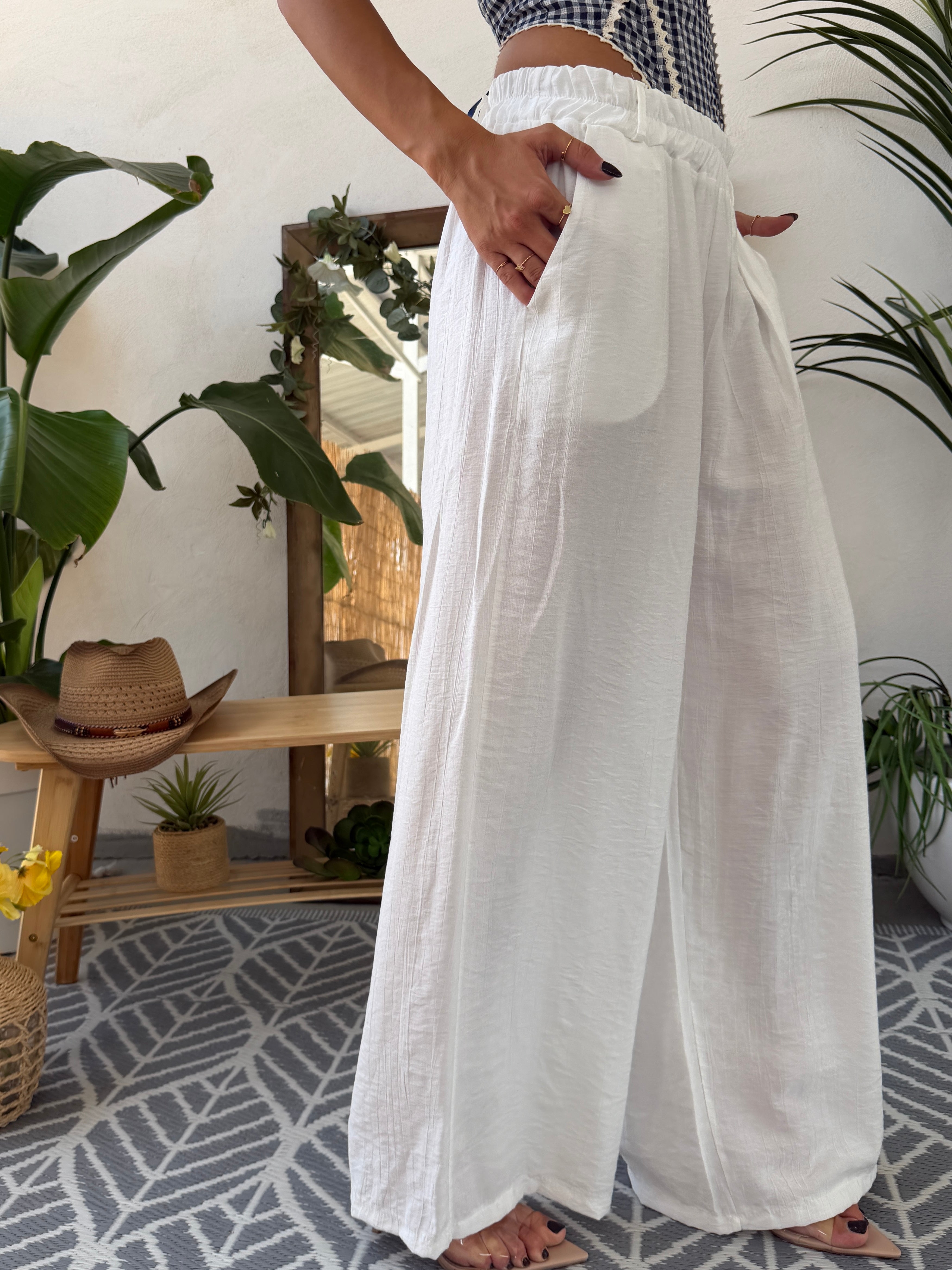 Pantalone palazzo con vita elasticizzata