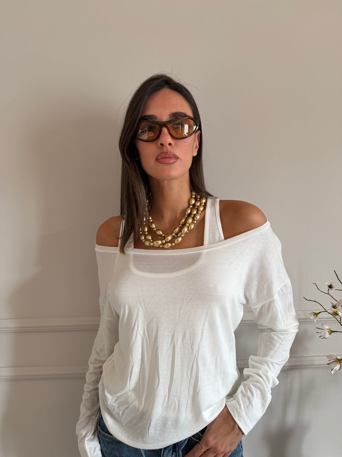 Maglia con Scollo Ampio con canotta
