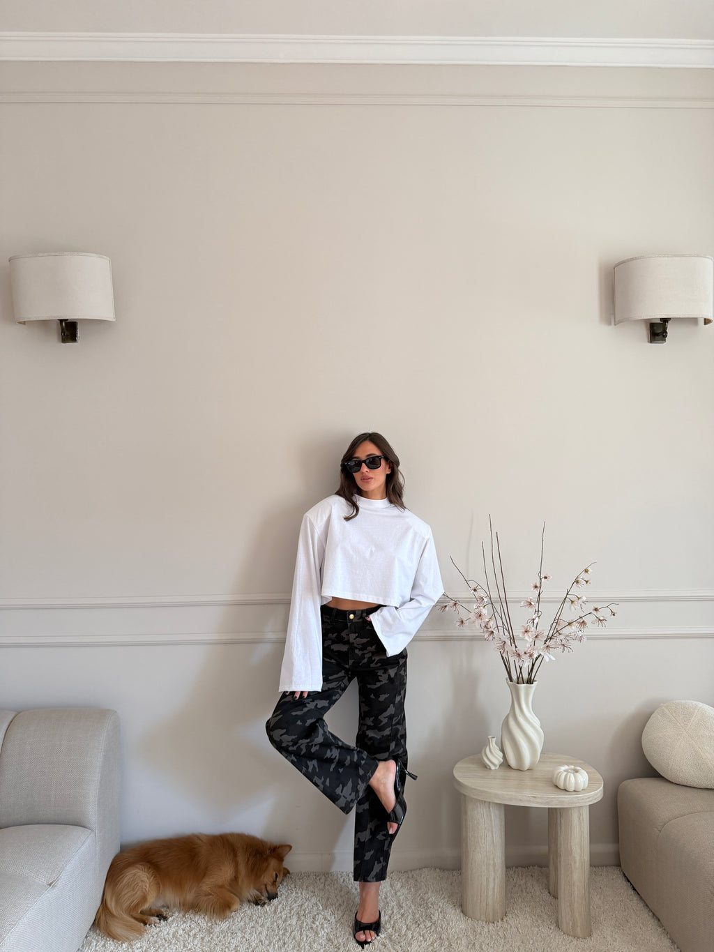 Jeans Wide Leg Camouflage