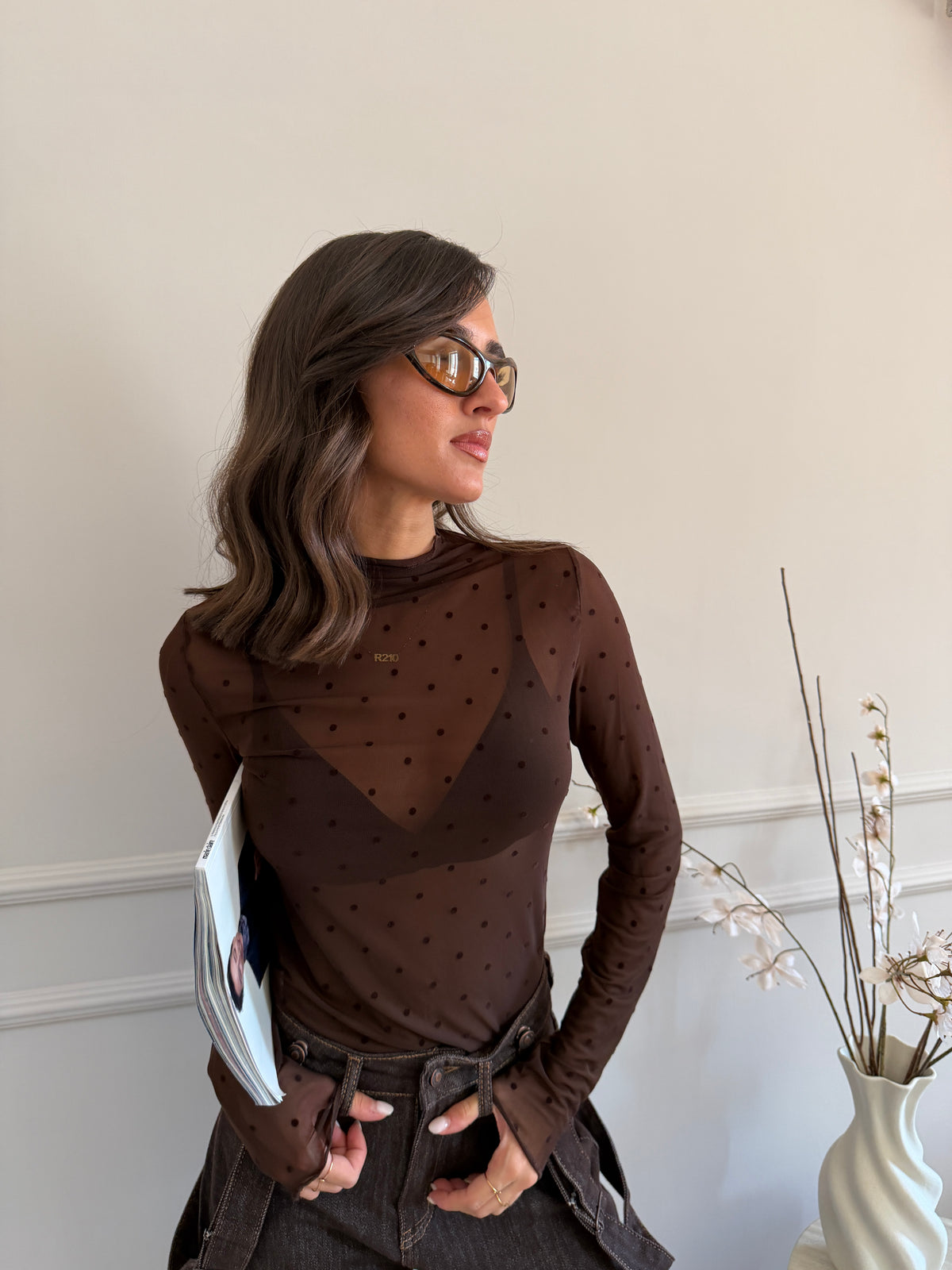 Maglia semi velata a pois