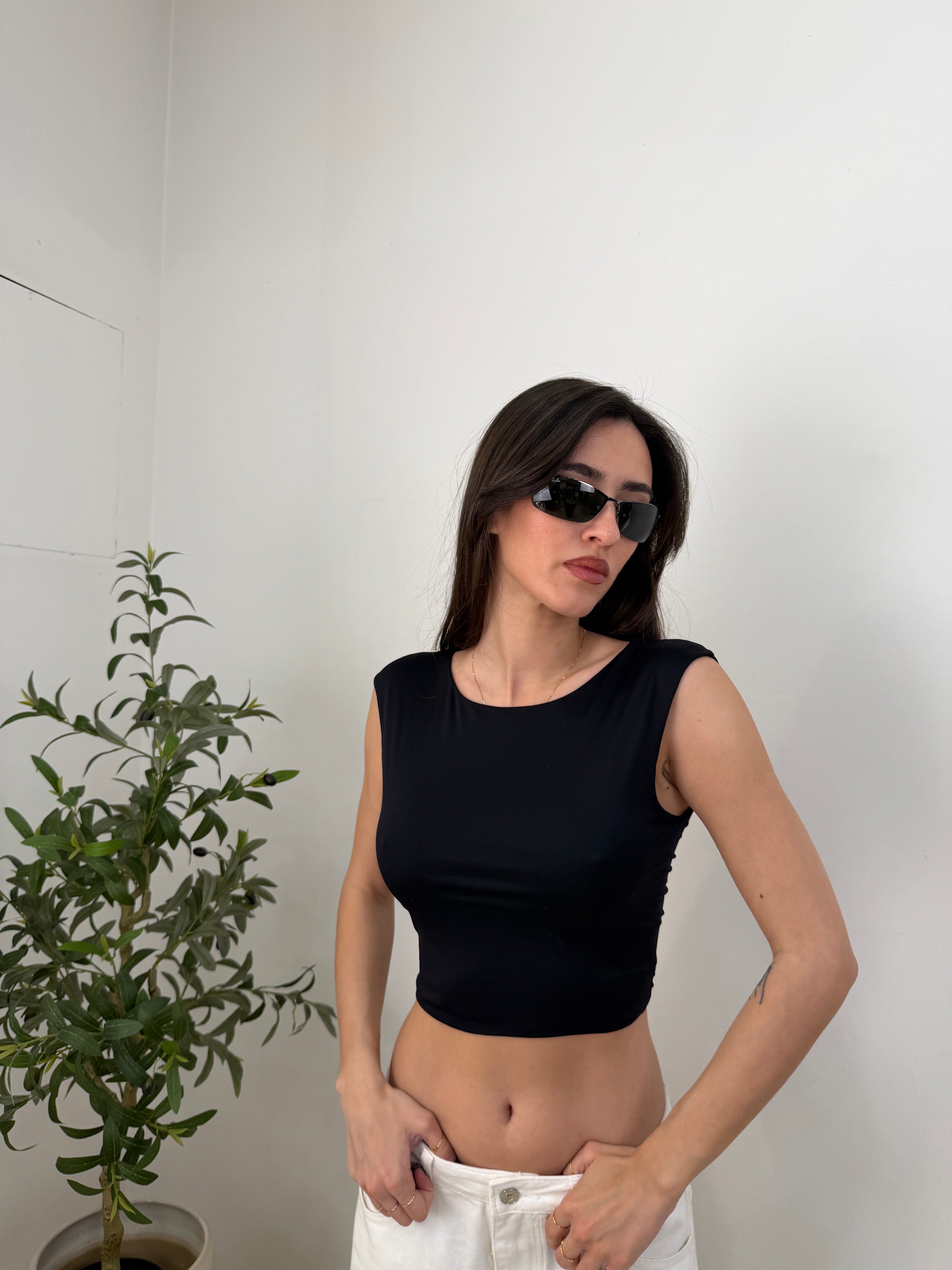 Top Crop Open Back