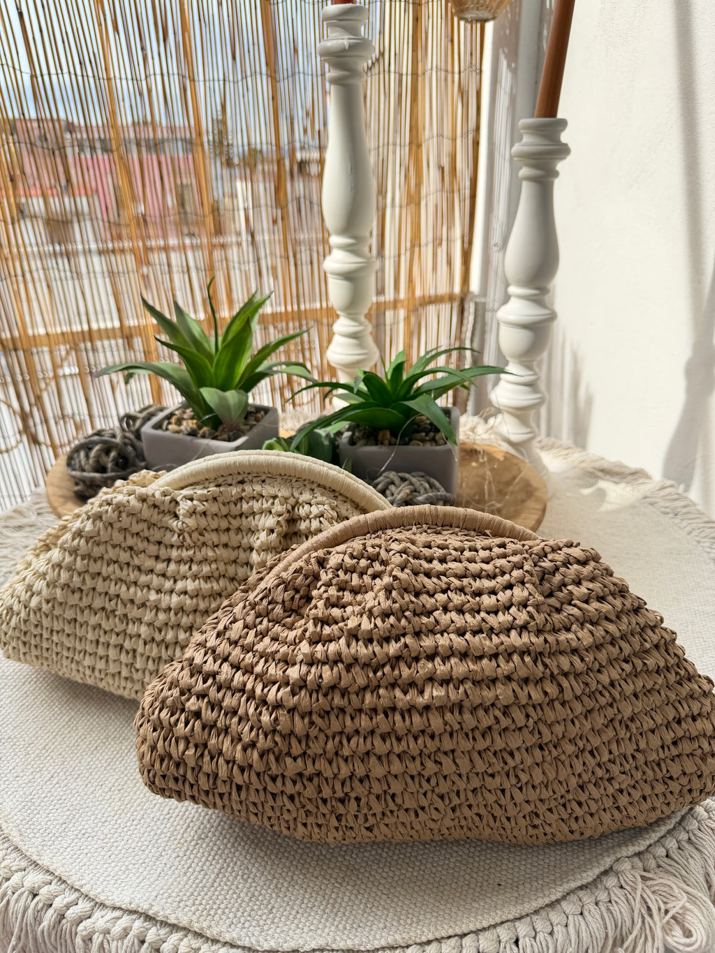 Pochette Intrecciata Effetto Paglia