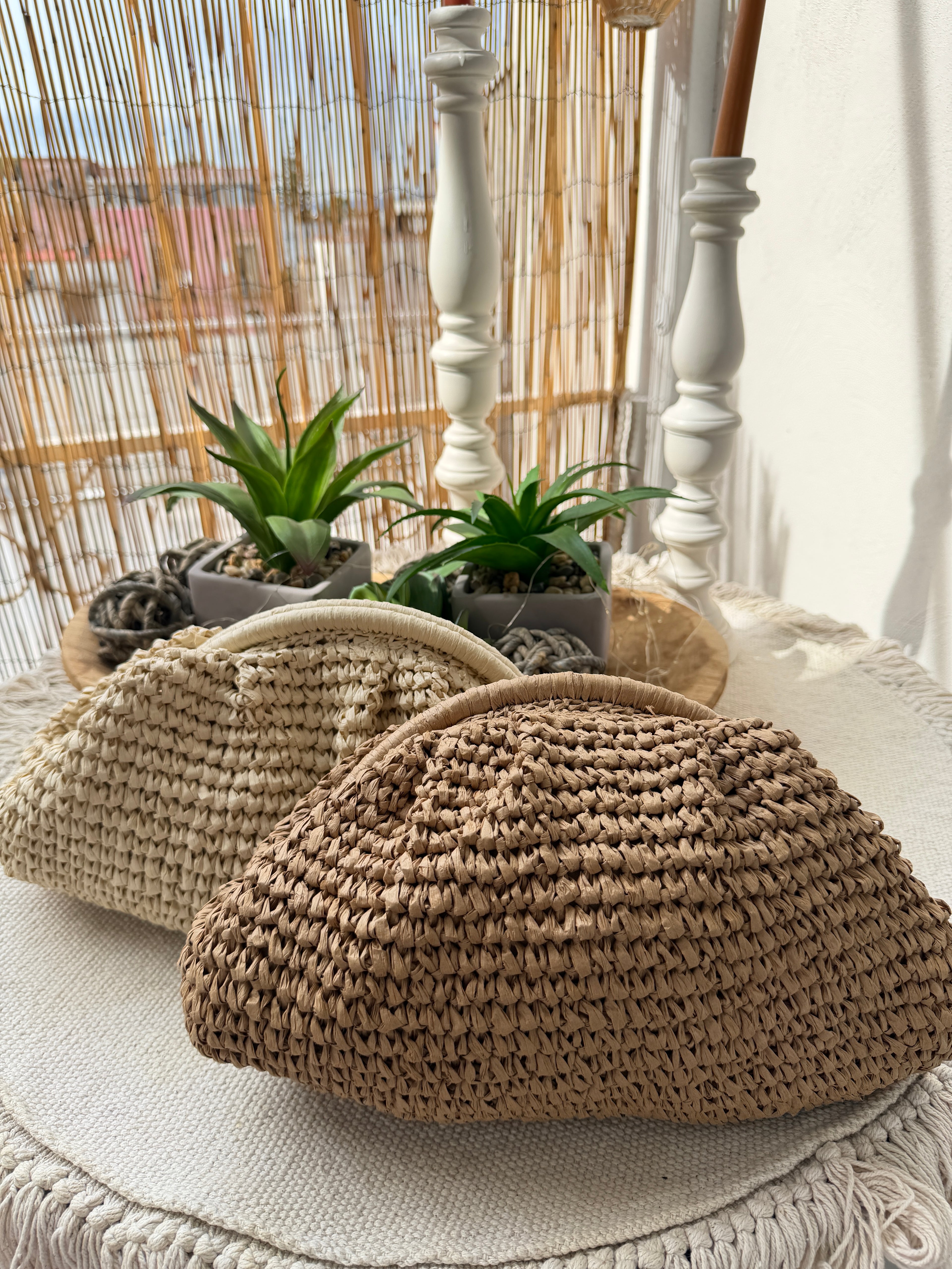 Pochette Intrecciata Effetto Paglia