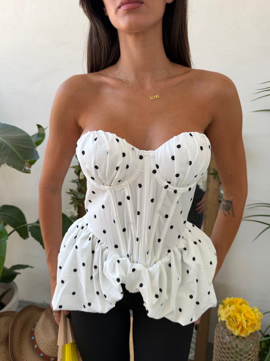 Bustier a pois con balza