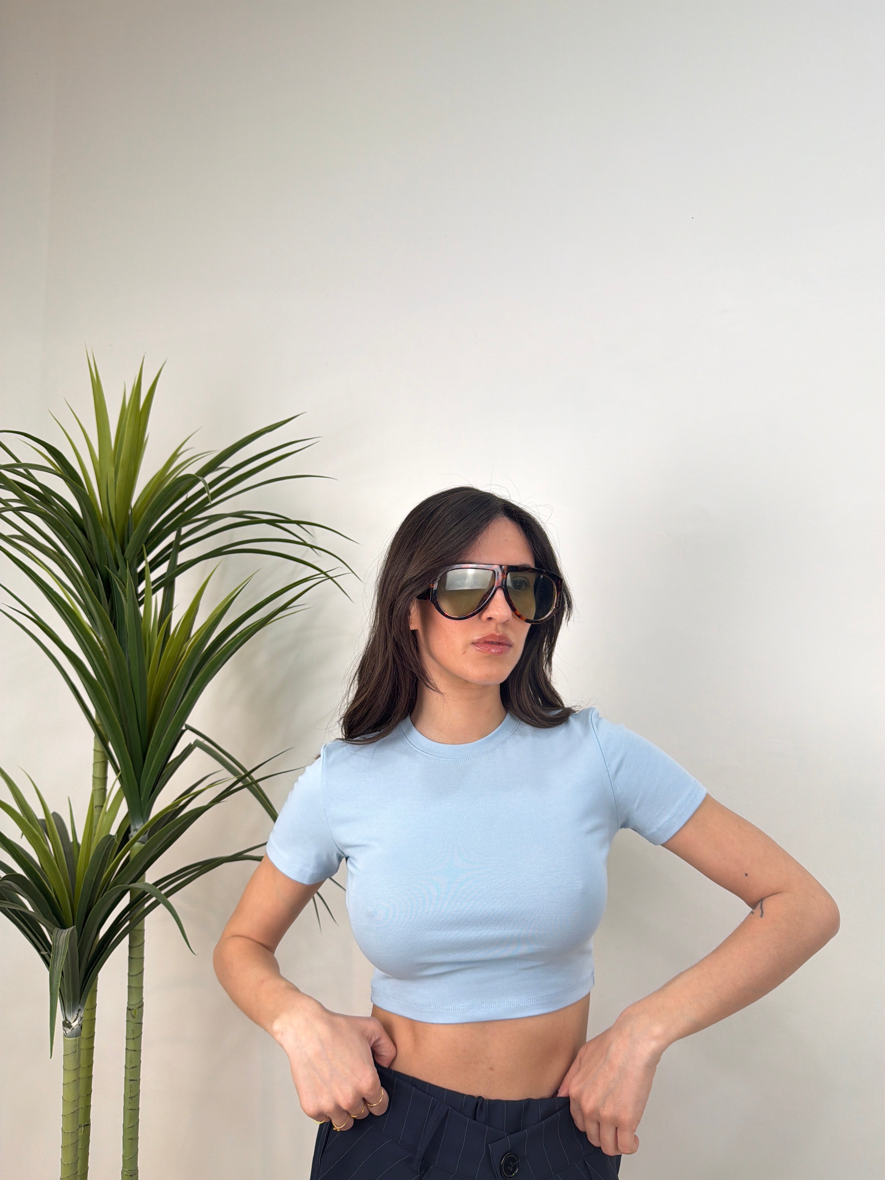 T-shirt crop mezze maniche slim fit (Lumina)