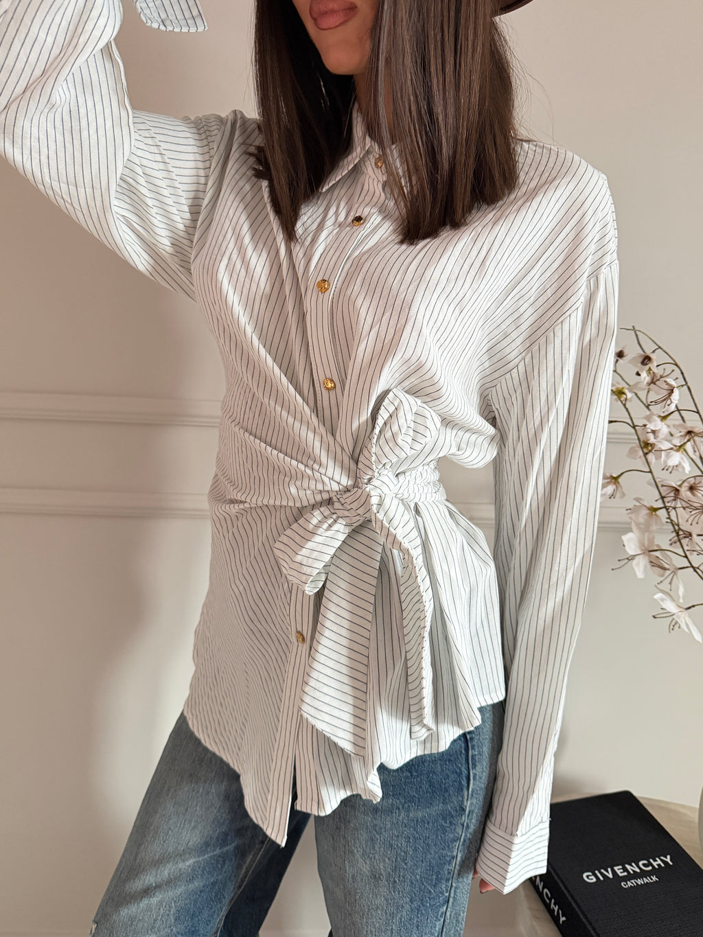 Camicia a Righe con Cintura da Annodare