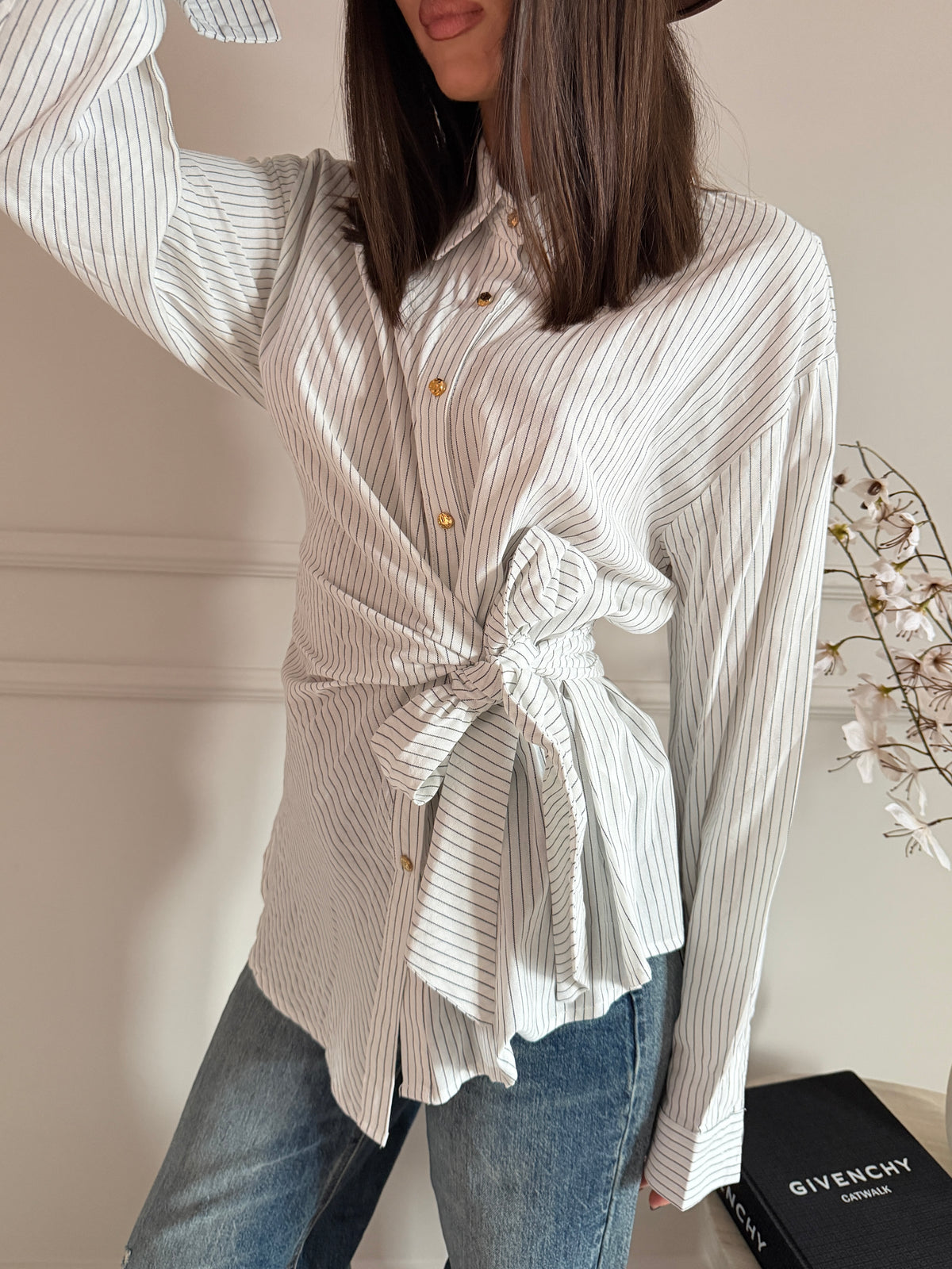 Camicia a Righe con Cintura da Annodare