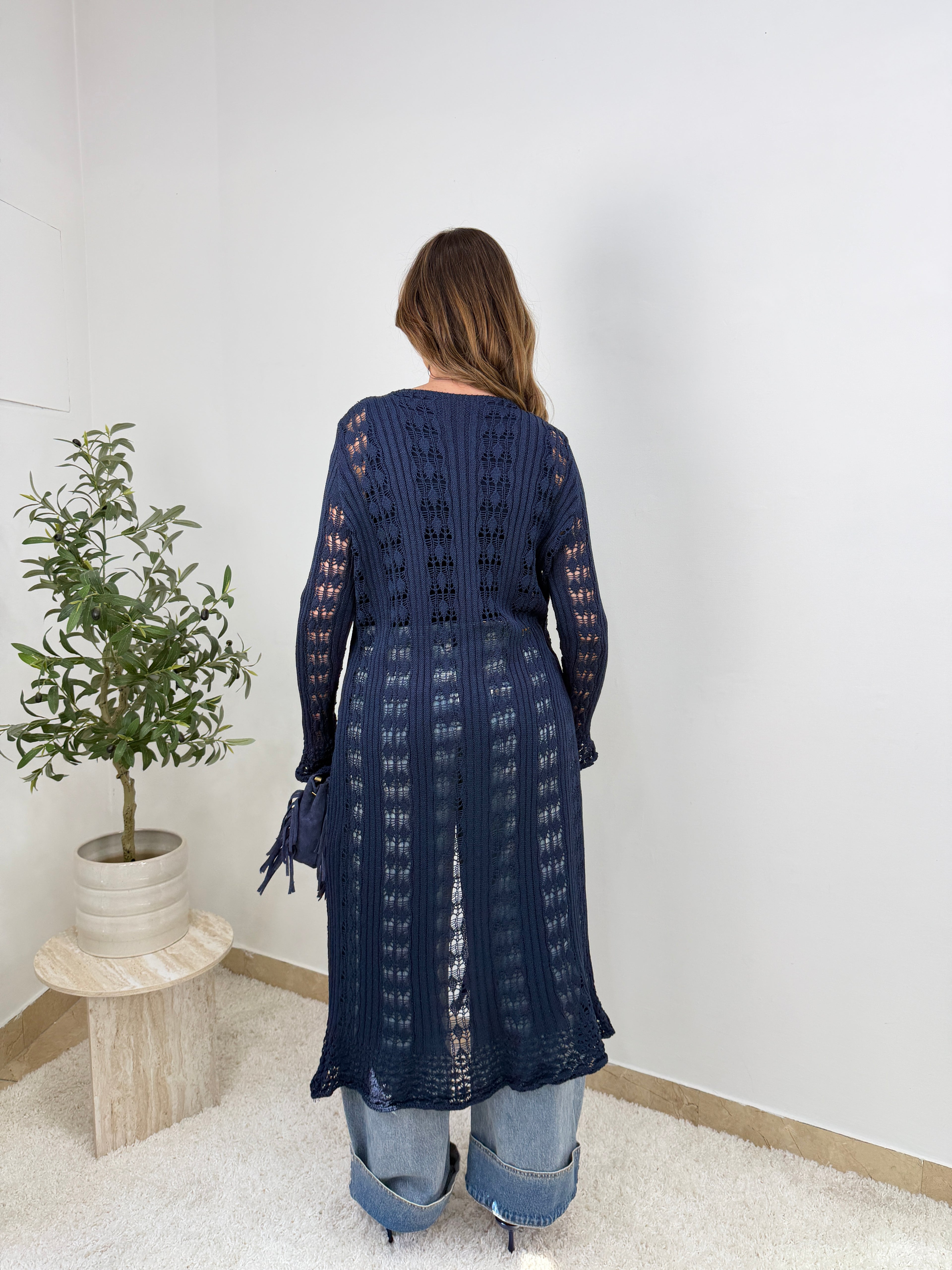 Cardigan lungo traforato
