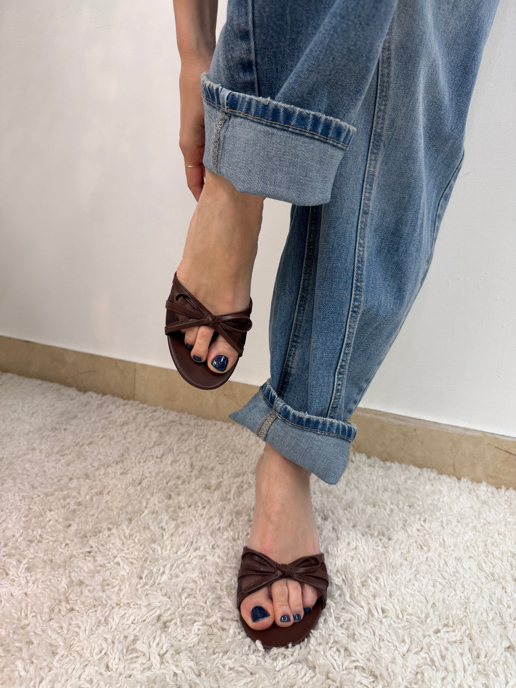 Sandali tacco basso Mesh con Fiocco