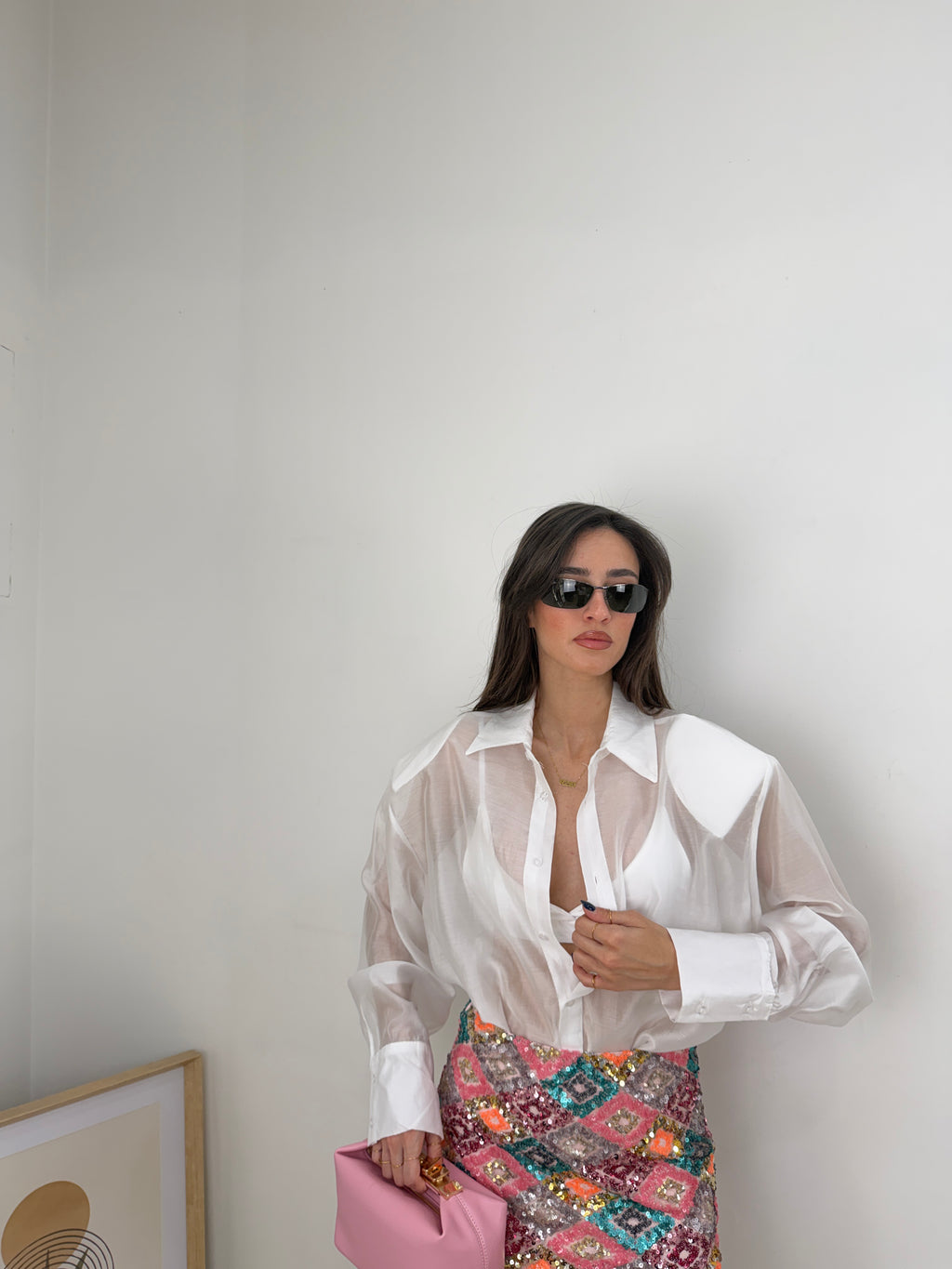 Camicia organza effetto velato oversize