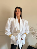 Camicia Bianca Oversize con Fiocco in Vita