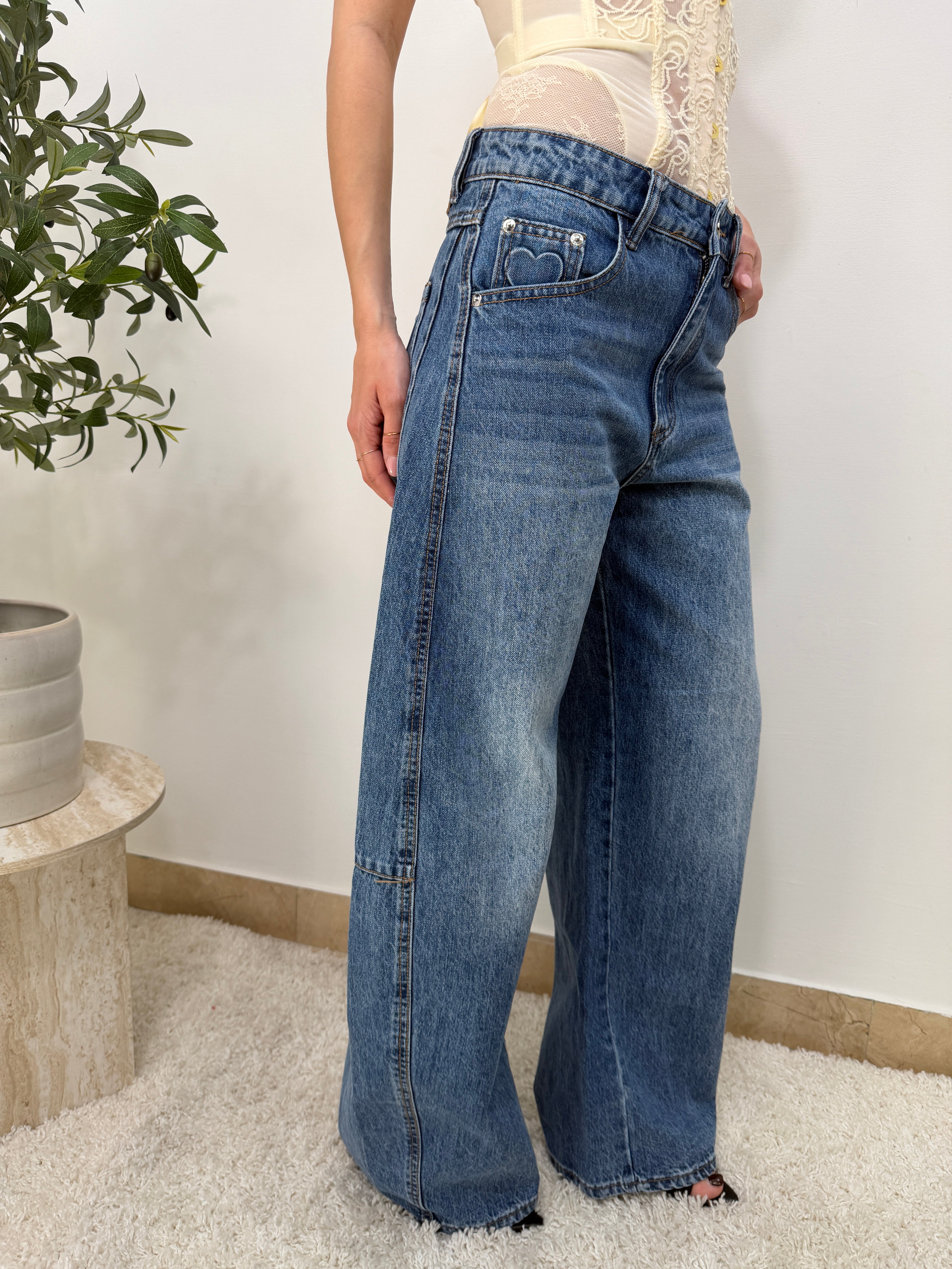 Jeans   – Denim  loose fit con dettaglio cuore