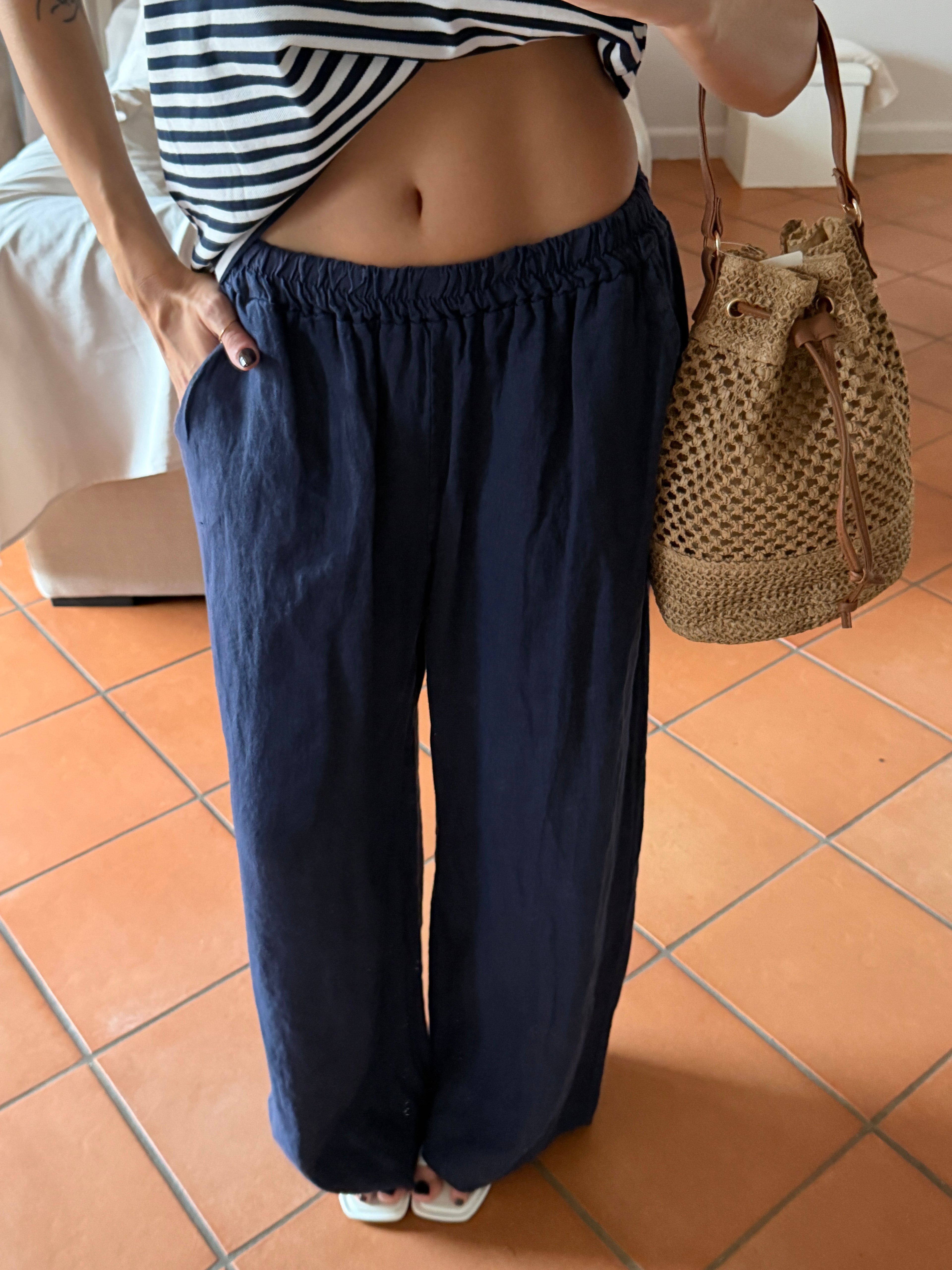 Pantalone in lino con elastico
