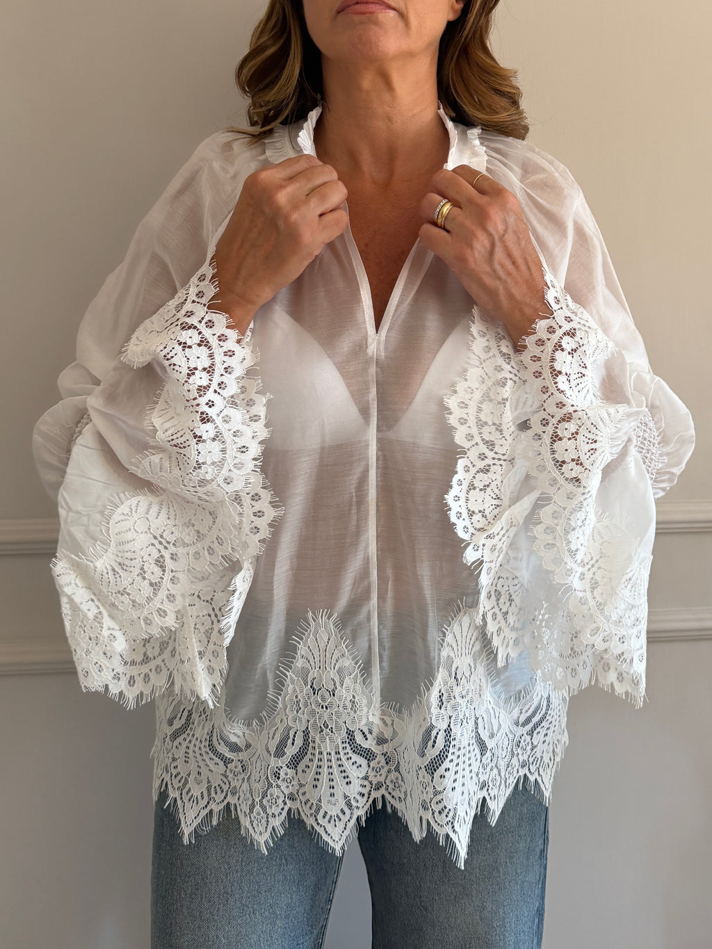 Camicia in Voile con Pizzo
