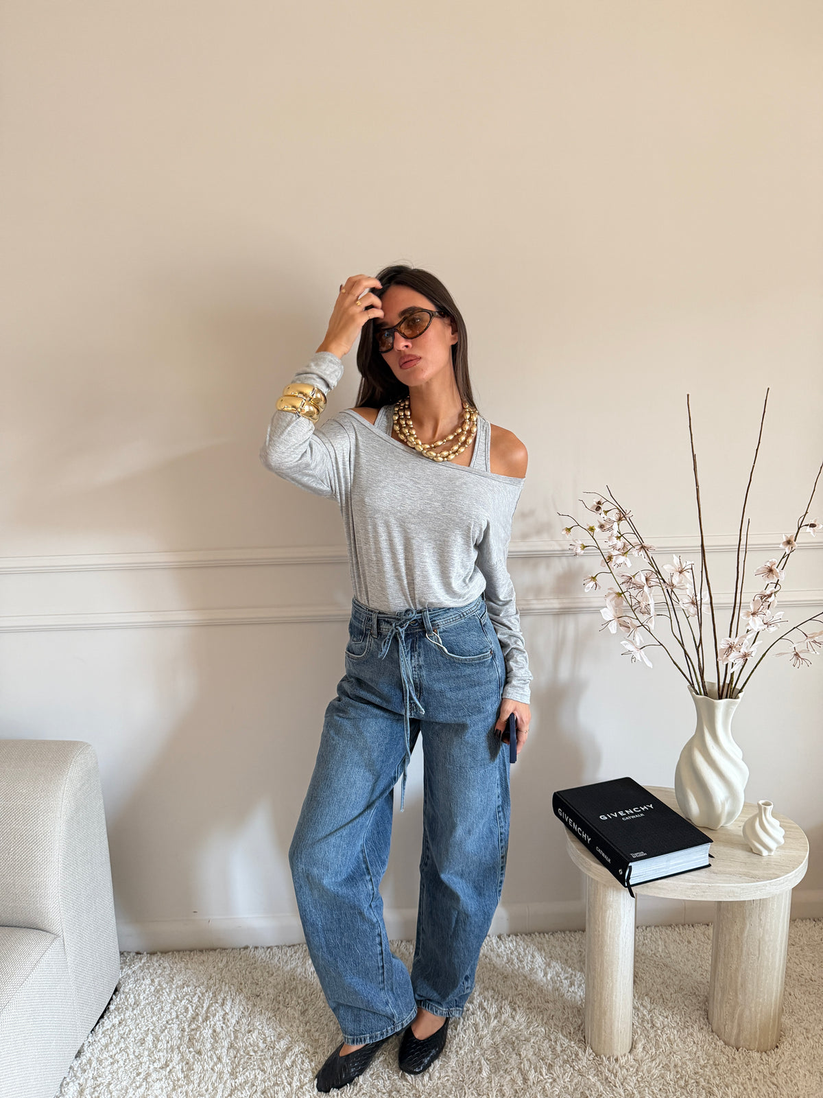 Jeans Wide Leg con Coulisse in Vita
