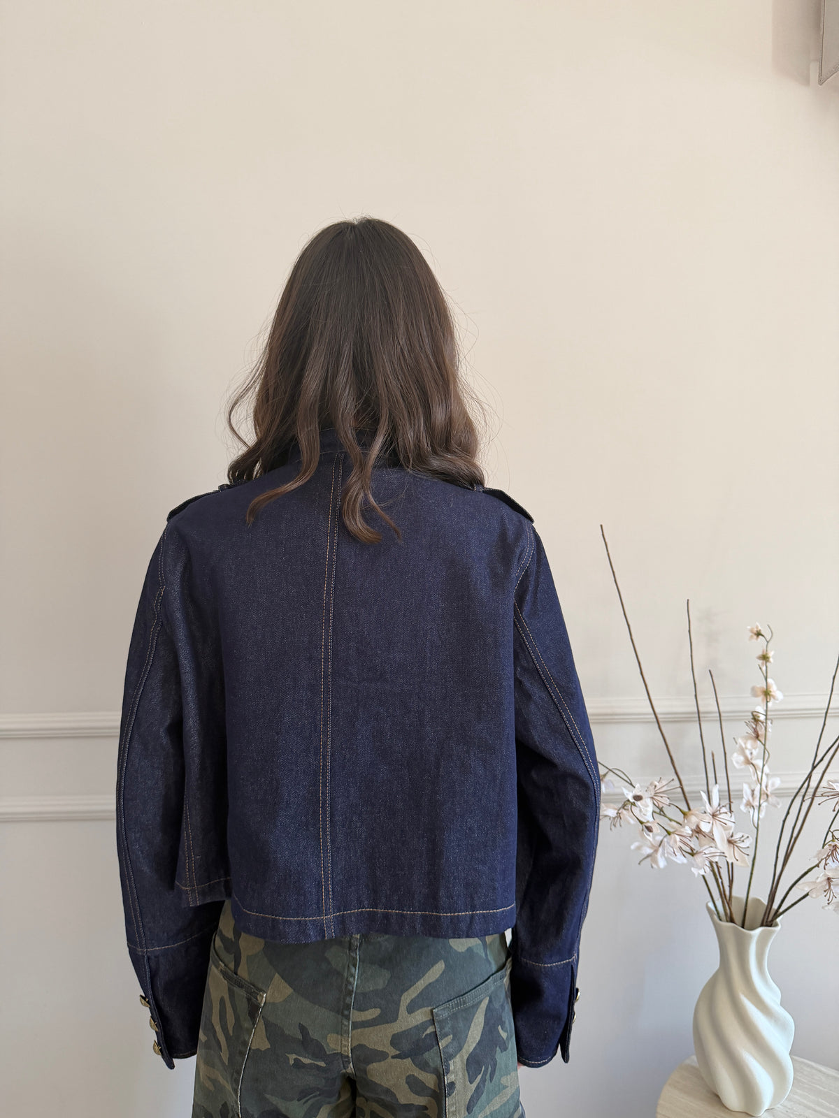 Giacca in Denim  con Bottoni Decorativi