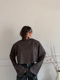 Longsleeve Crop mezzo collo  con Maniche Svasate