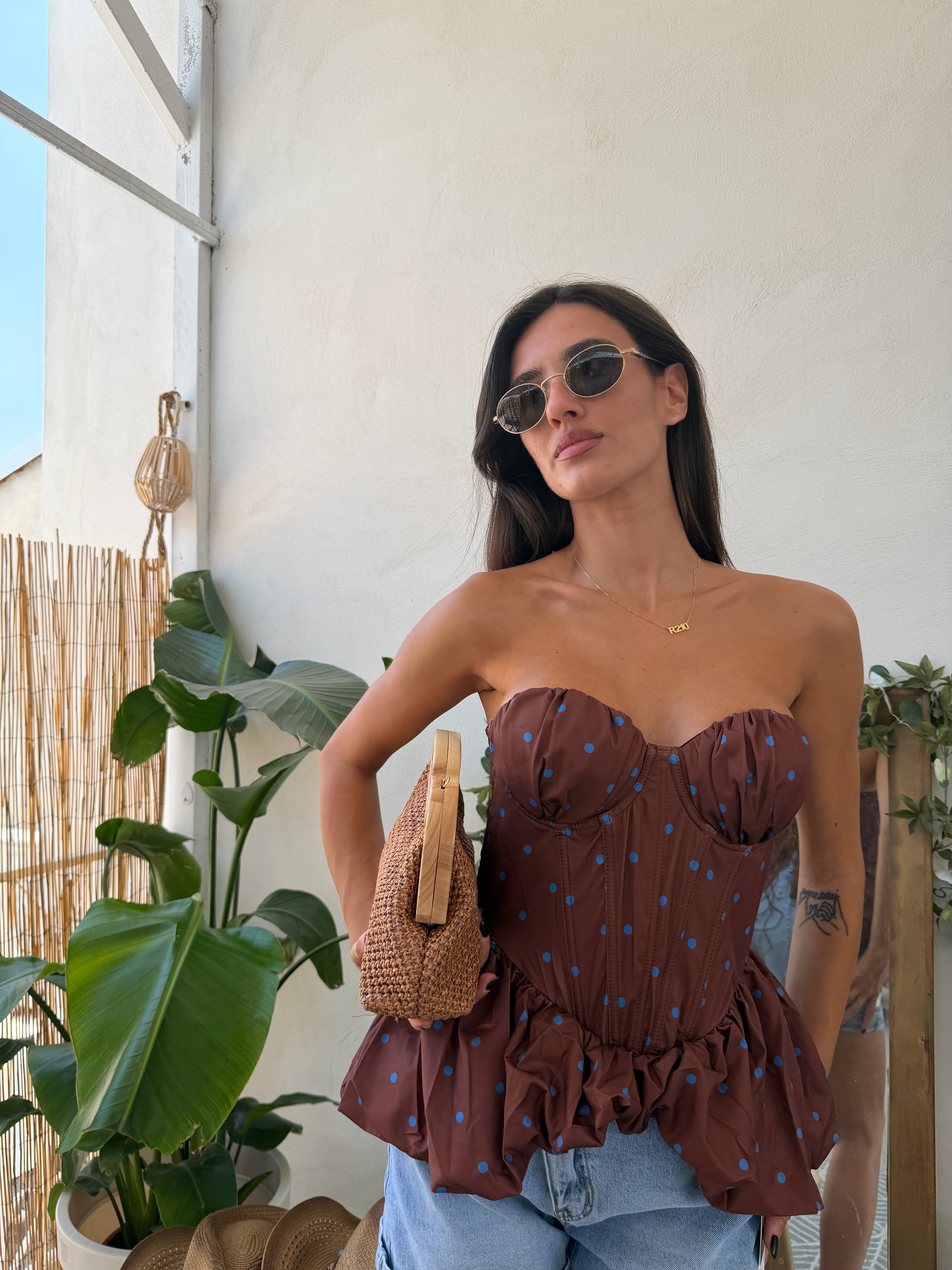 Bustier a pois con balza