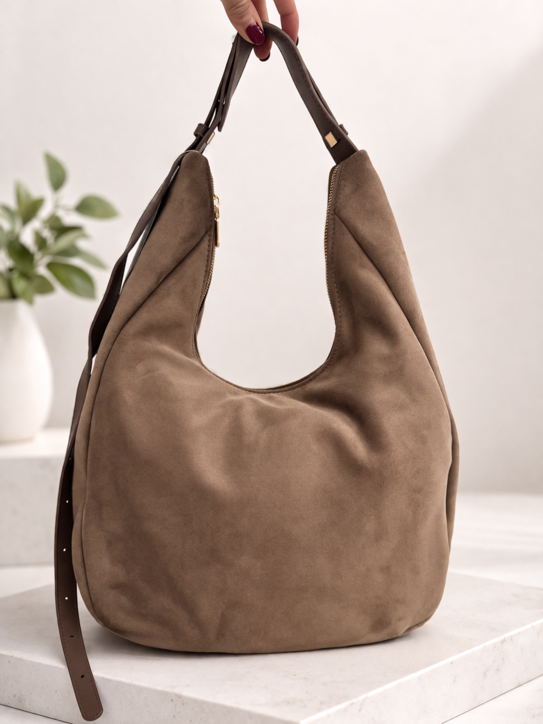 Borsa a spalla morbido con zip