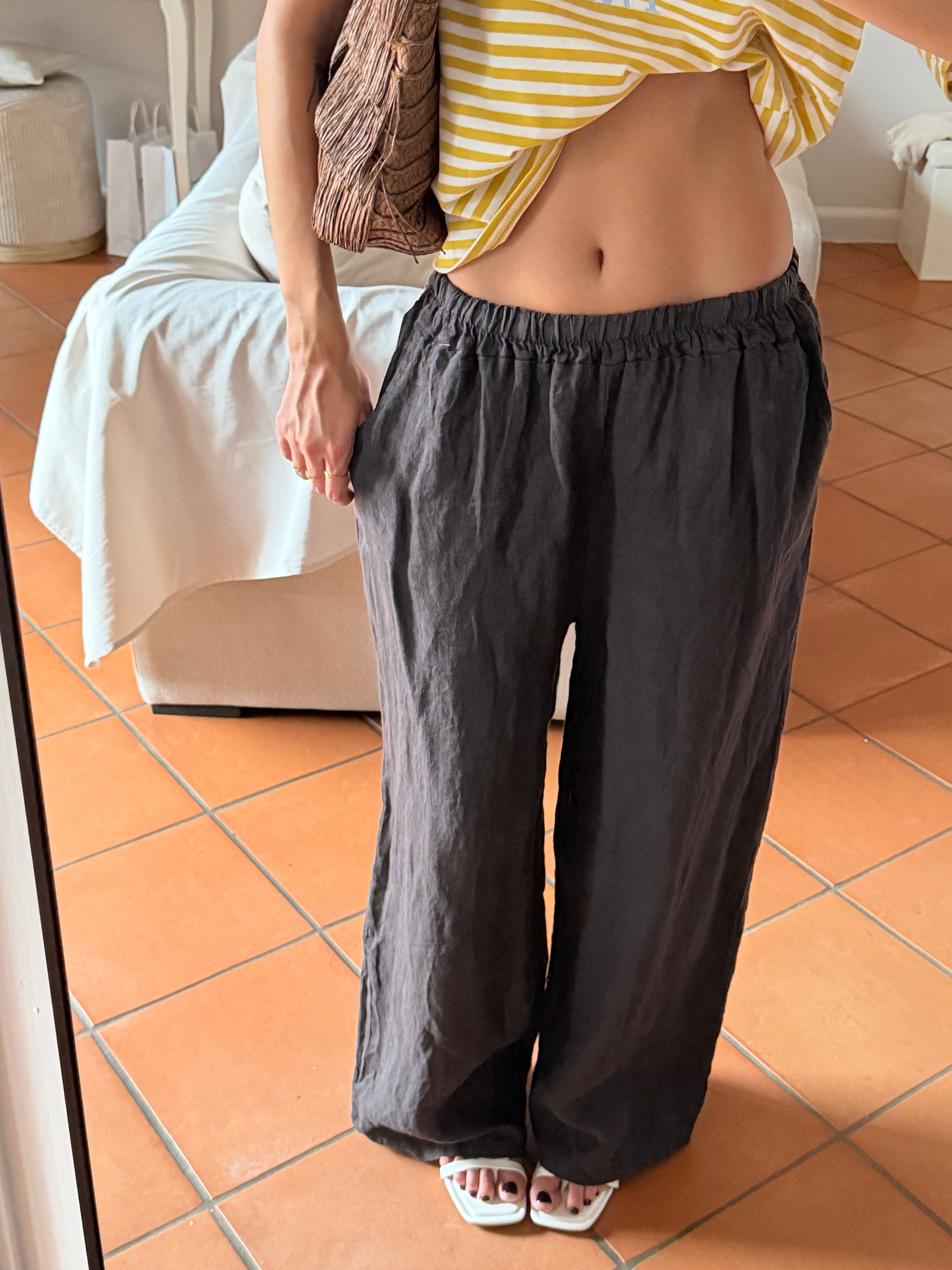 Pantalone in lino con elastico