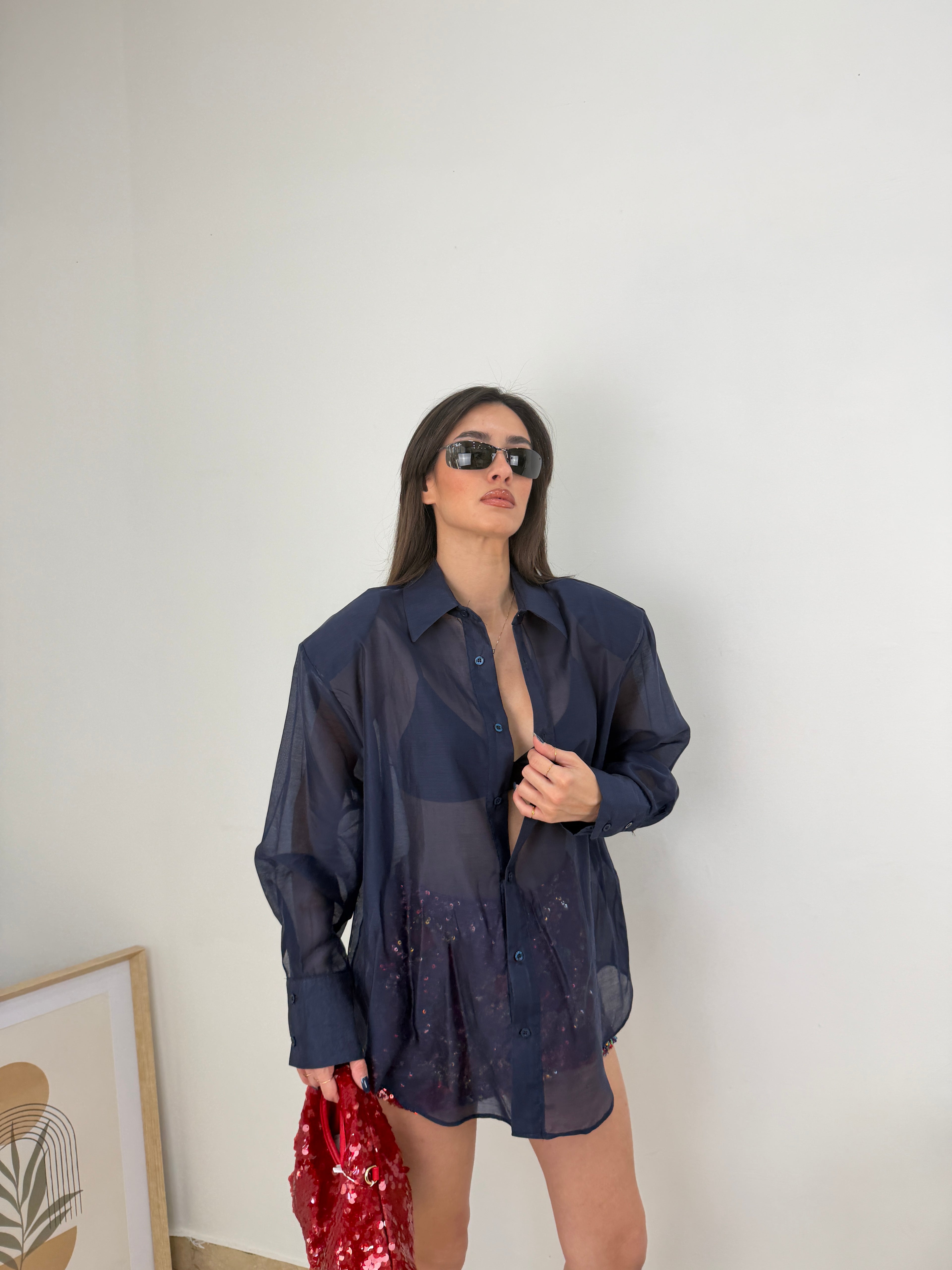 Camicia organza effetto velato oversize