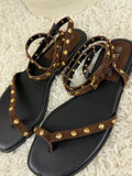 Sandali Flat Borchie Gold