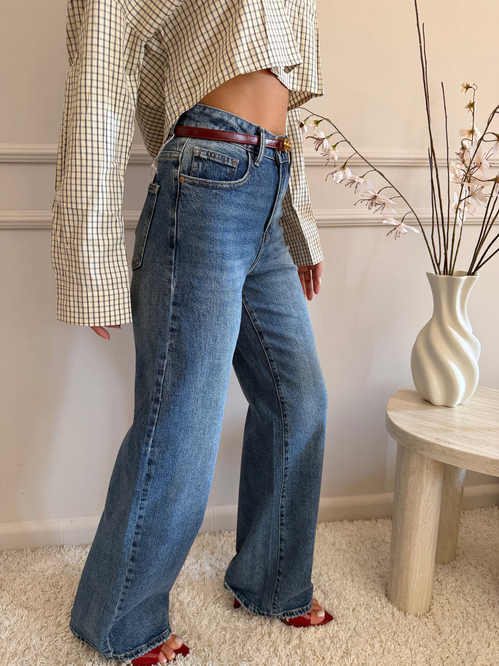 Jeans Wide Leg a Vita Alta