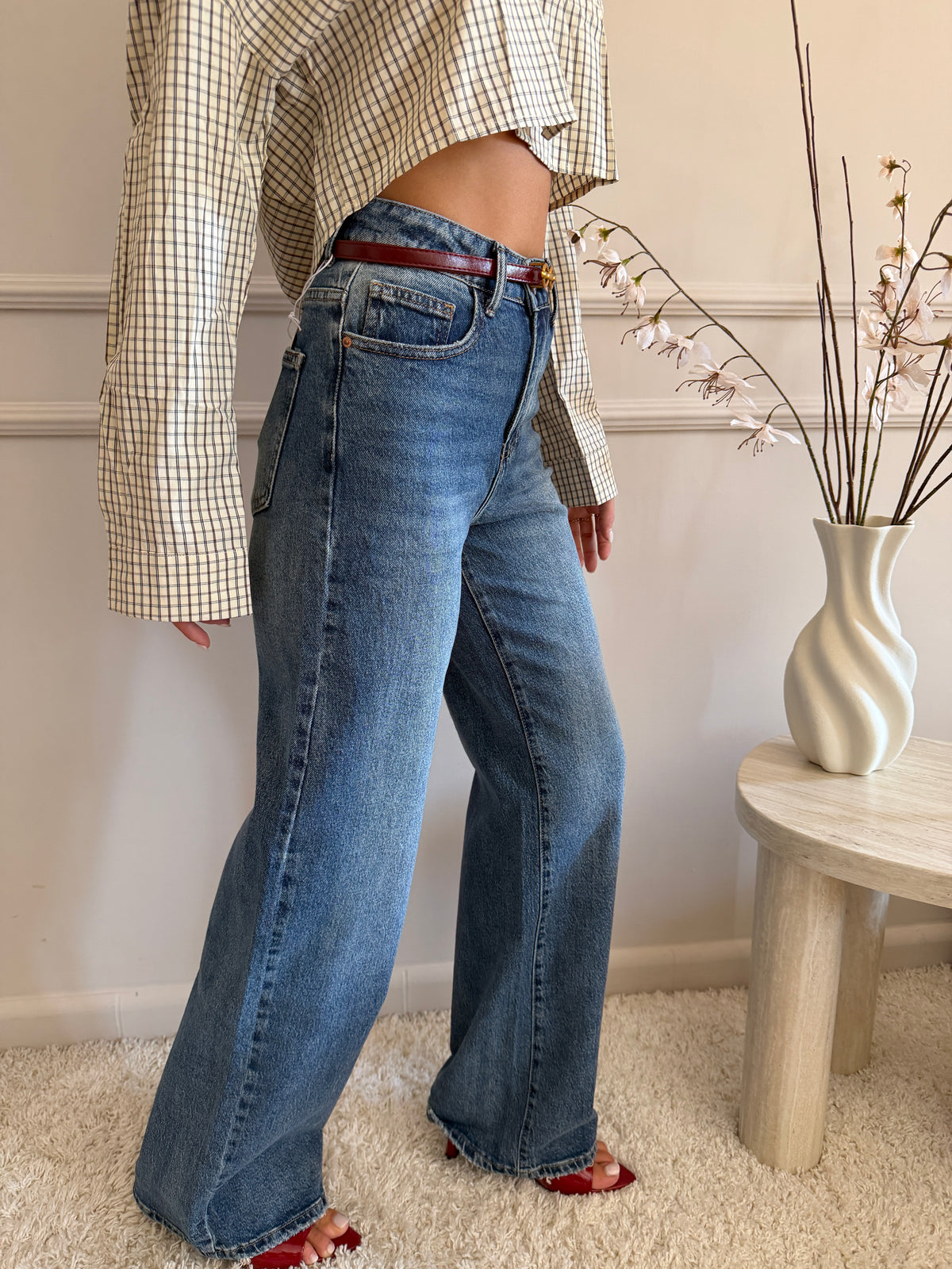 Jeans Wide Leg a Vita Alta