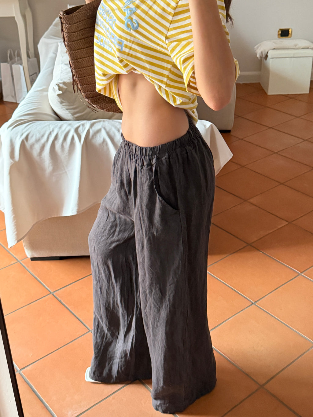Pantalone palazzo in lino