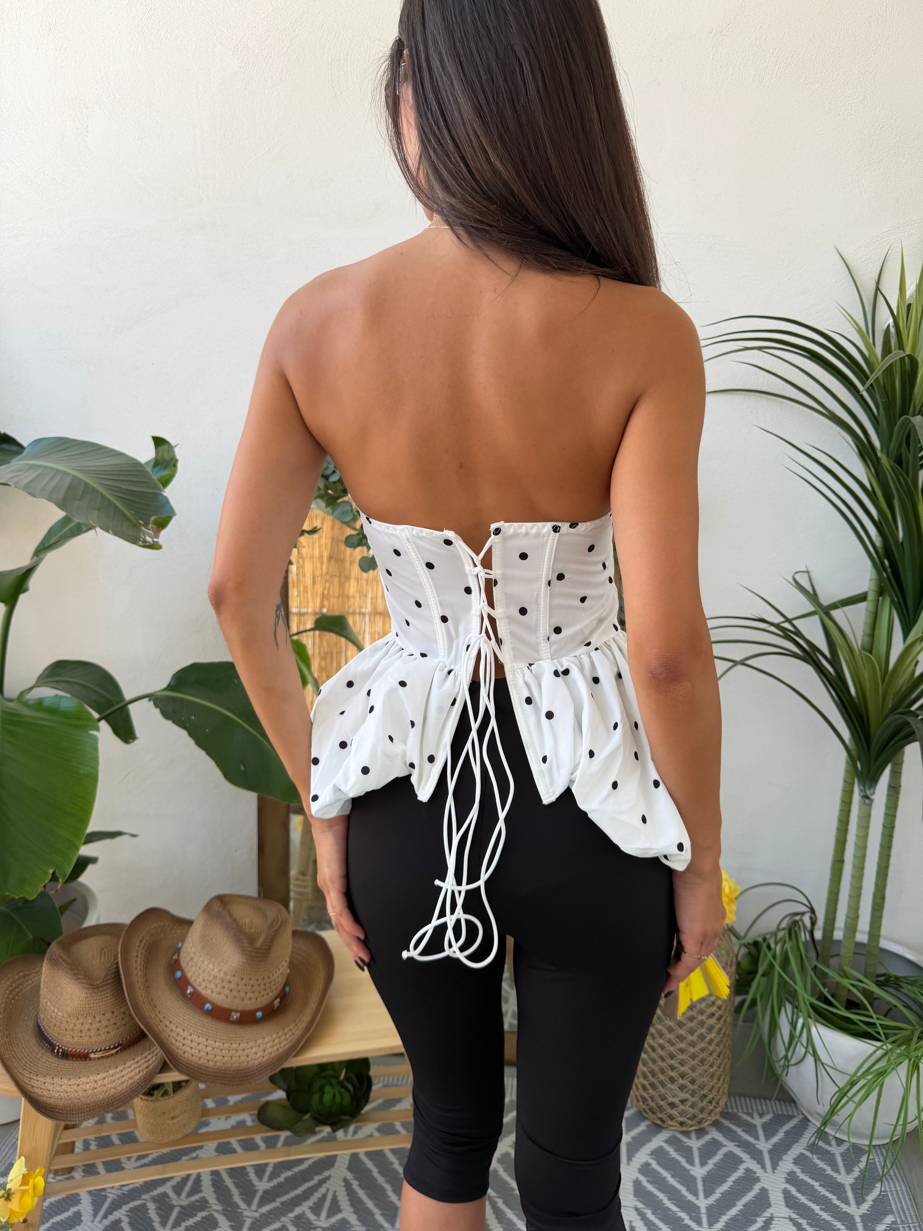 Bustier a pois con balza