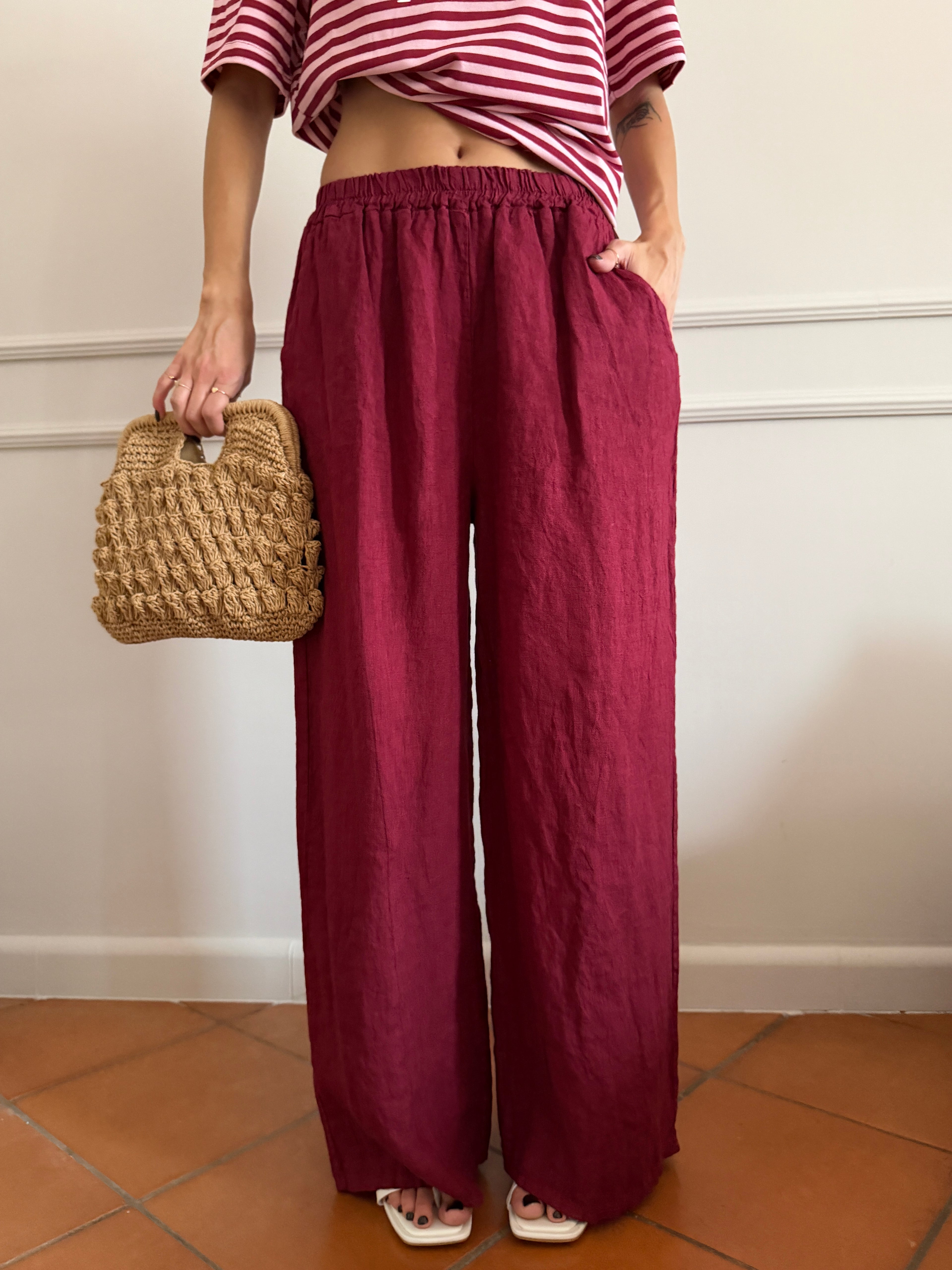 Pantalone palazzo in lino