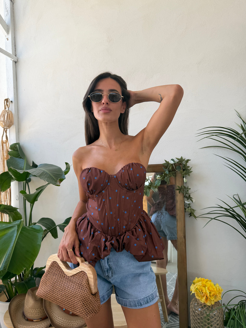 Bustier a pois con balza