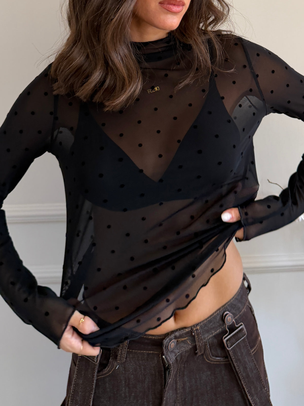 Maglia semi velata a pois