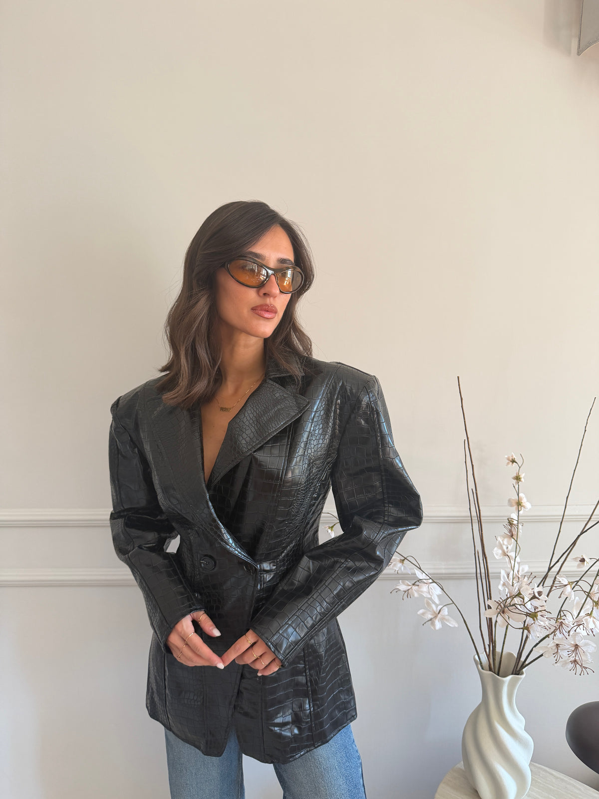 Blazer Crocodile Effetto Pelle
