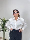 Camicia in raso oversize con spalline