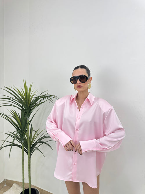 Camicia in raso oversize con spalline