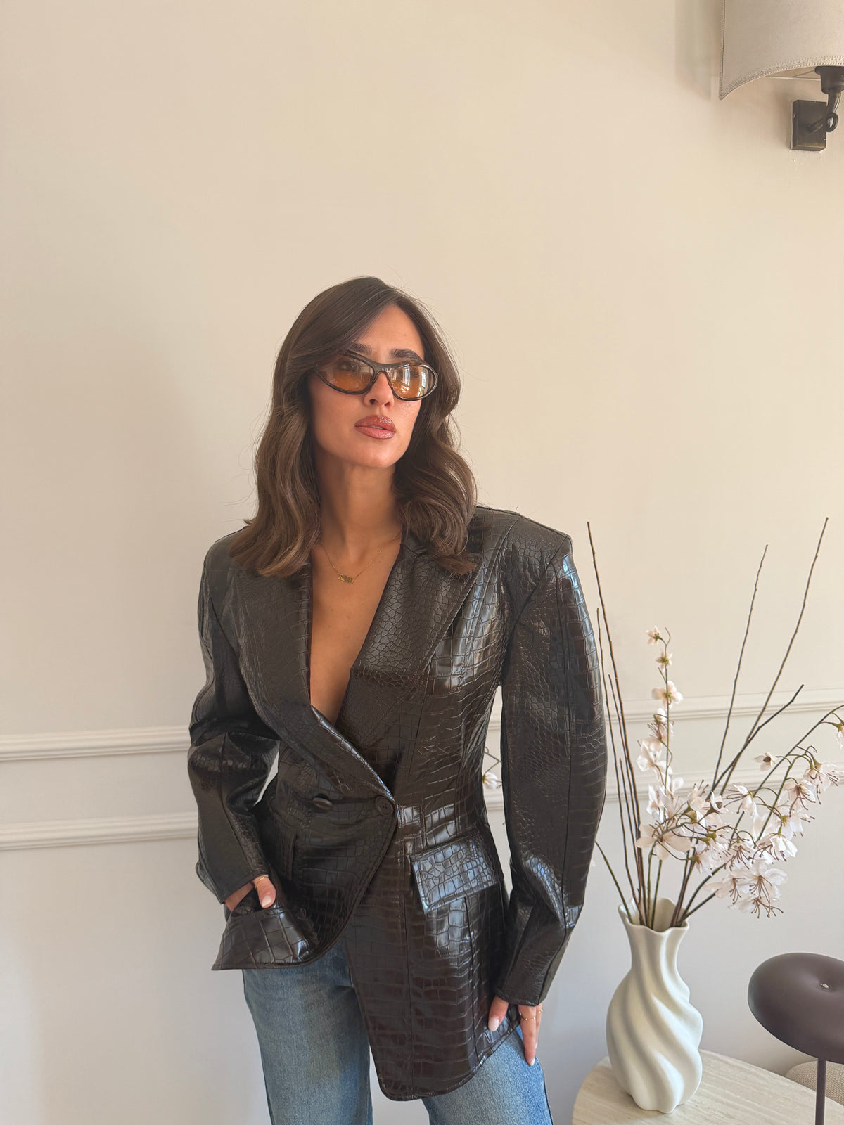 Blazer Crocodile Effetto Pelle