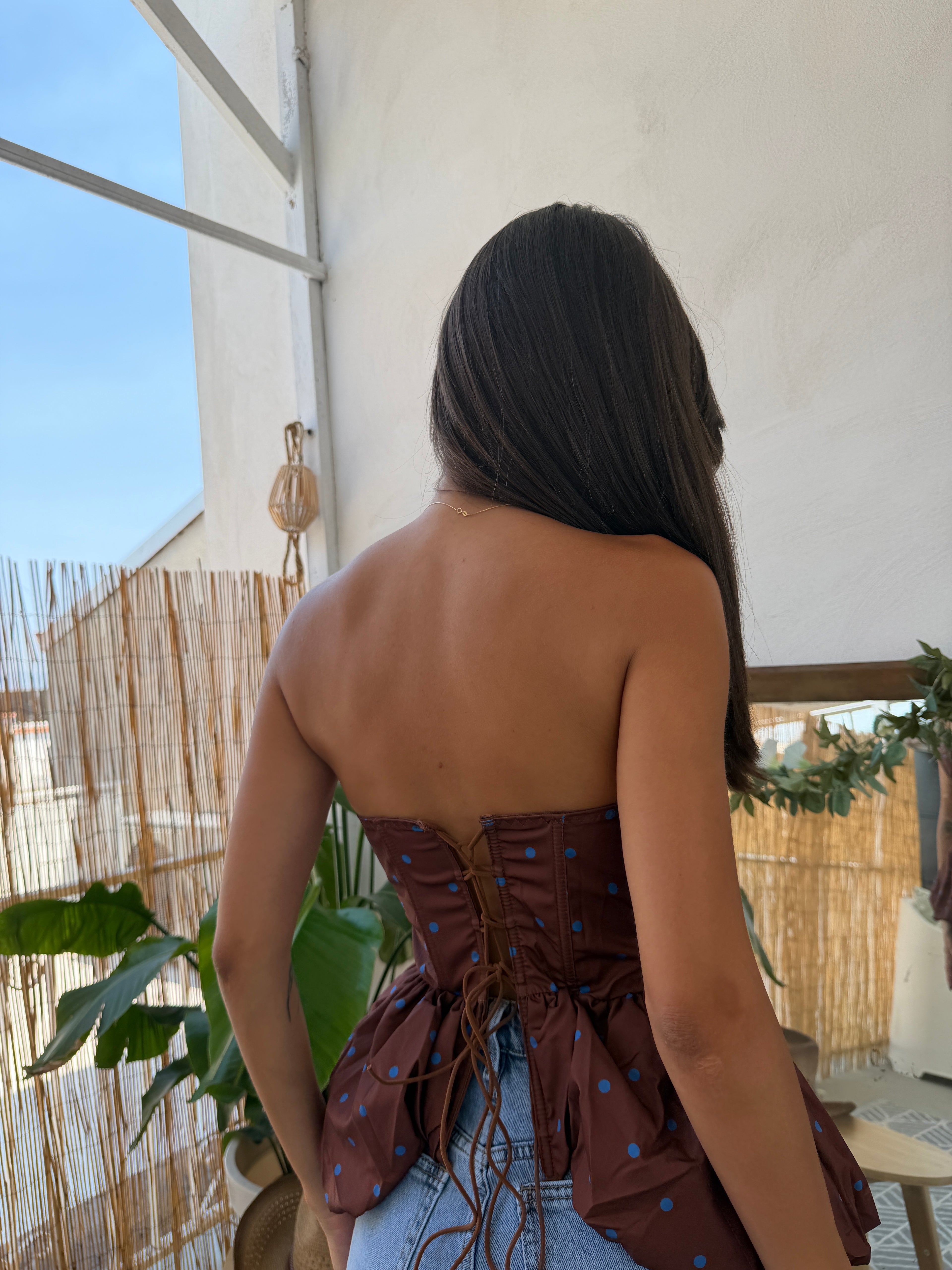 Bustier a pois con balza